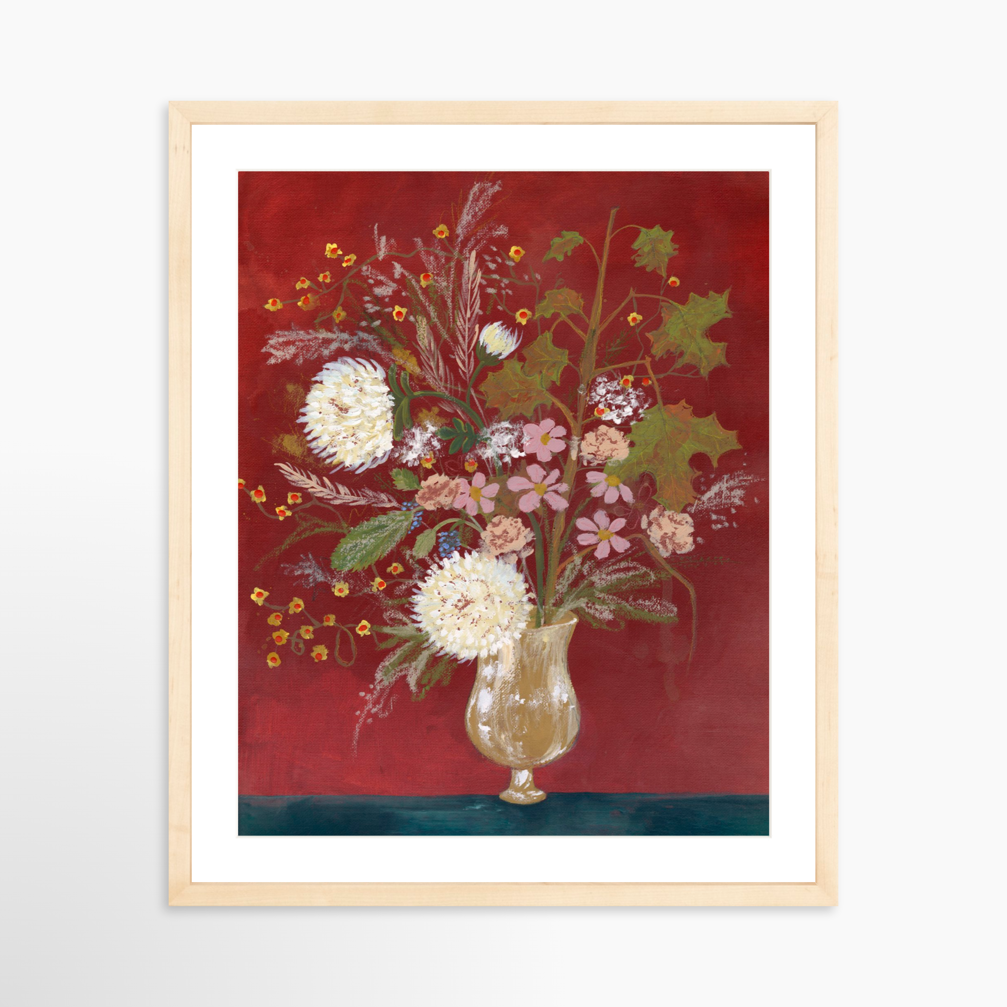 16x20 / Natural Frame + White Mat