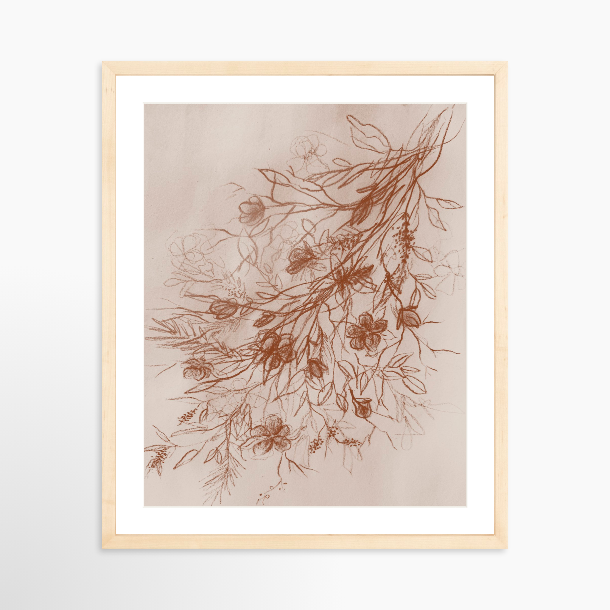 16x20 / Natural Frame + White Mat