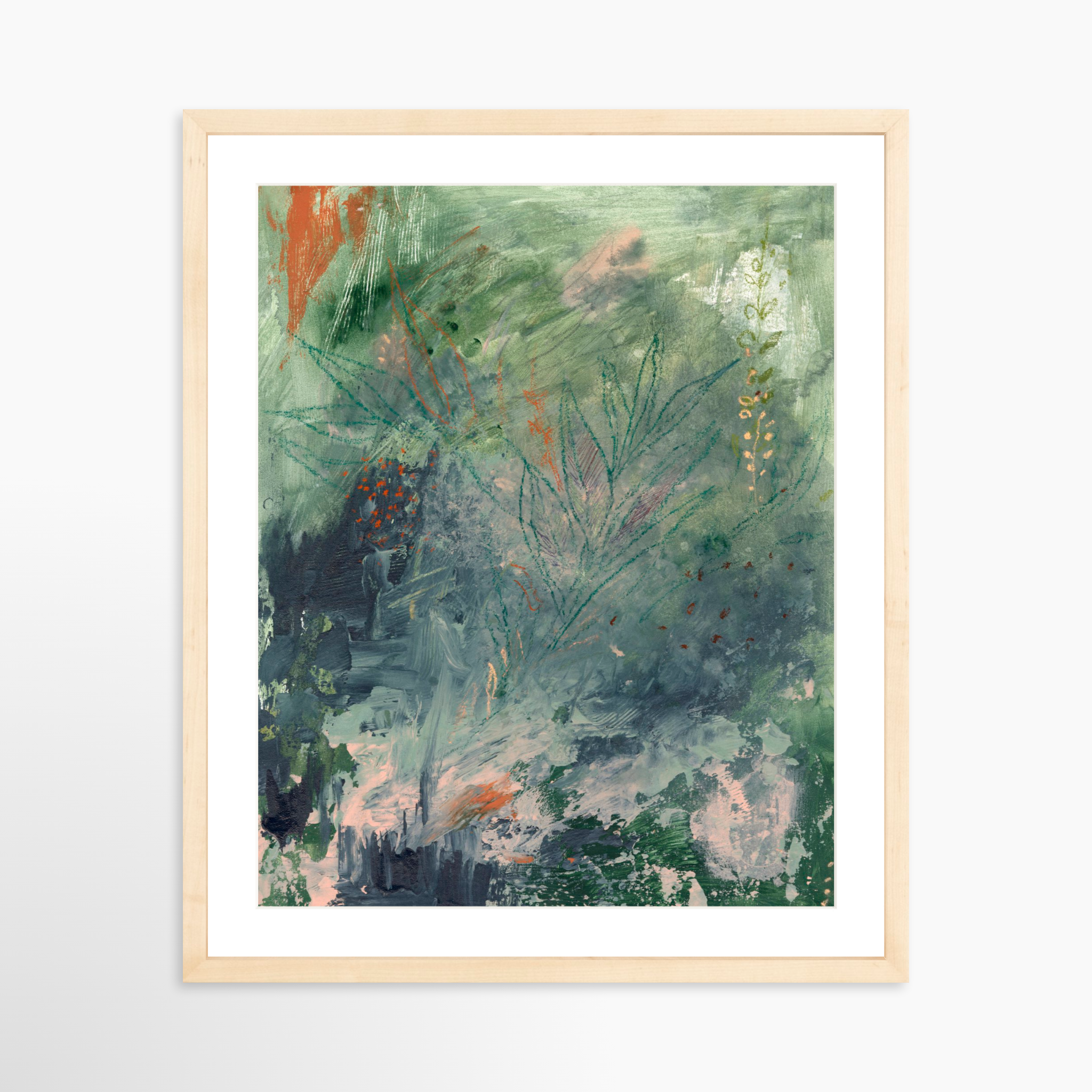 16x20 / Natural Frame + White Mat