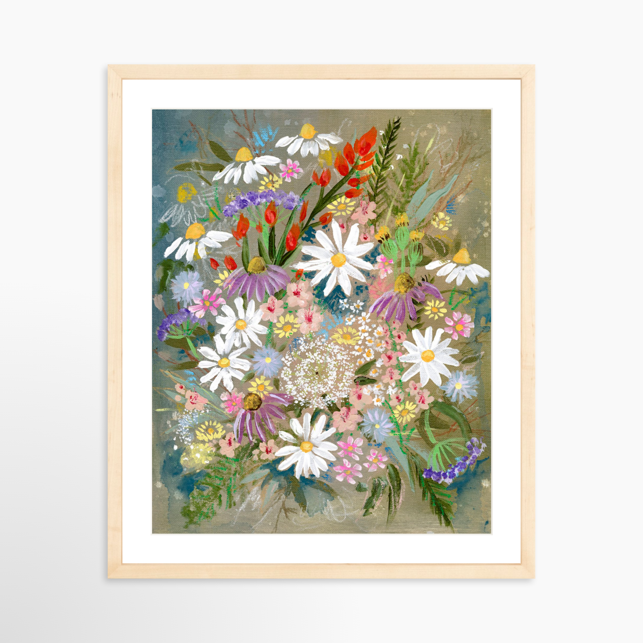 16x20 / Natural Frame + White Mat