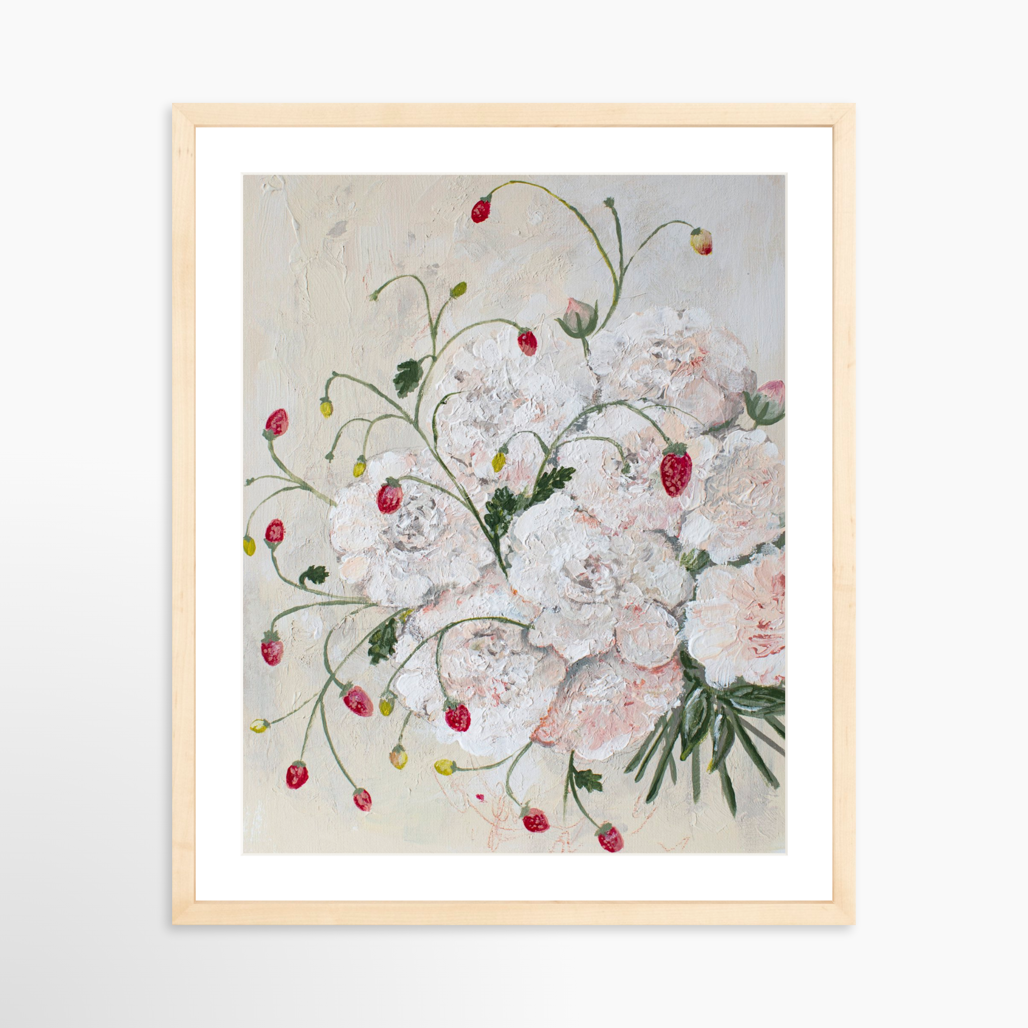 16x20 / Natural Frame + White Mat