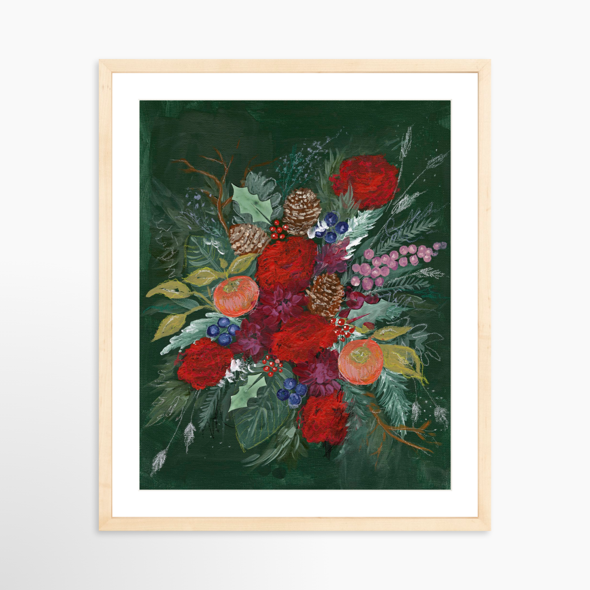 16x20 / Natural Frame + White Mat