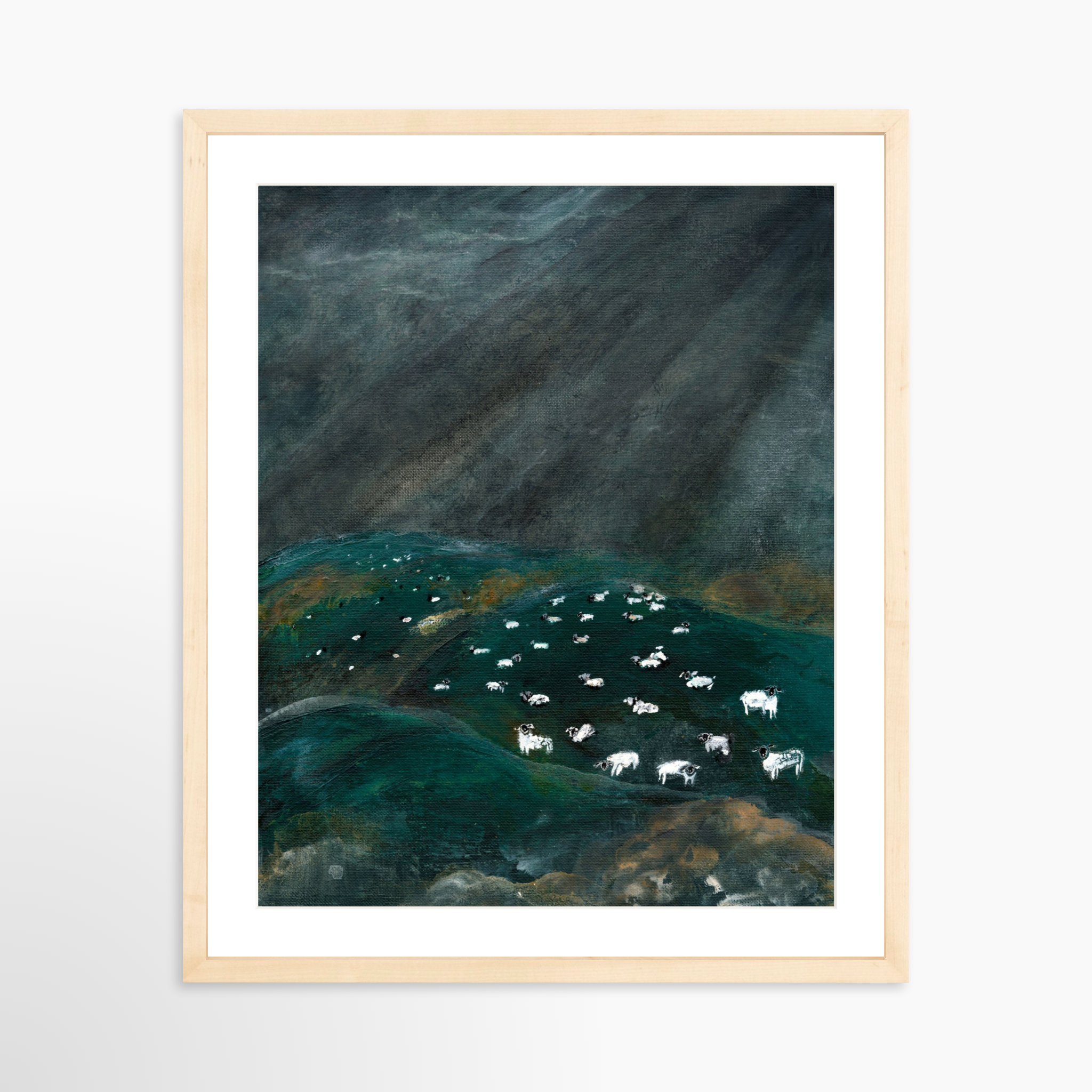 16x20 / Natural Frame + White Mat