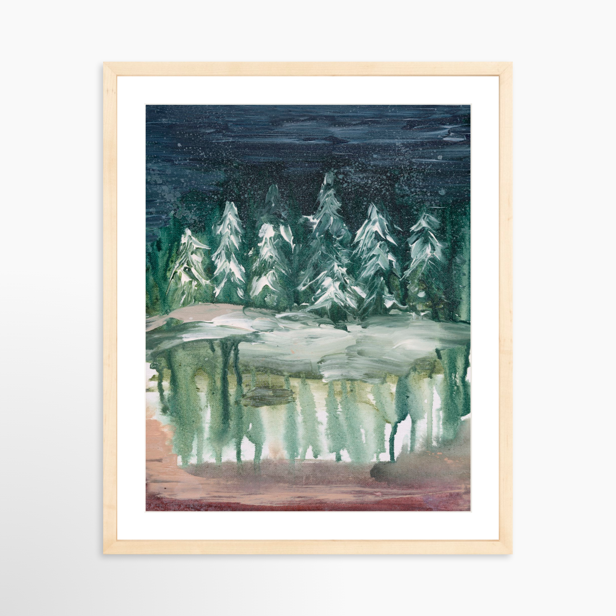16x20 / Natural Frame + White Mat