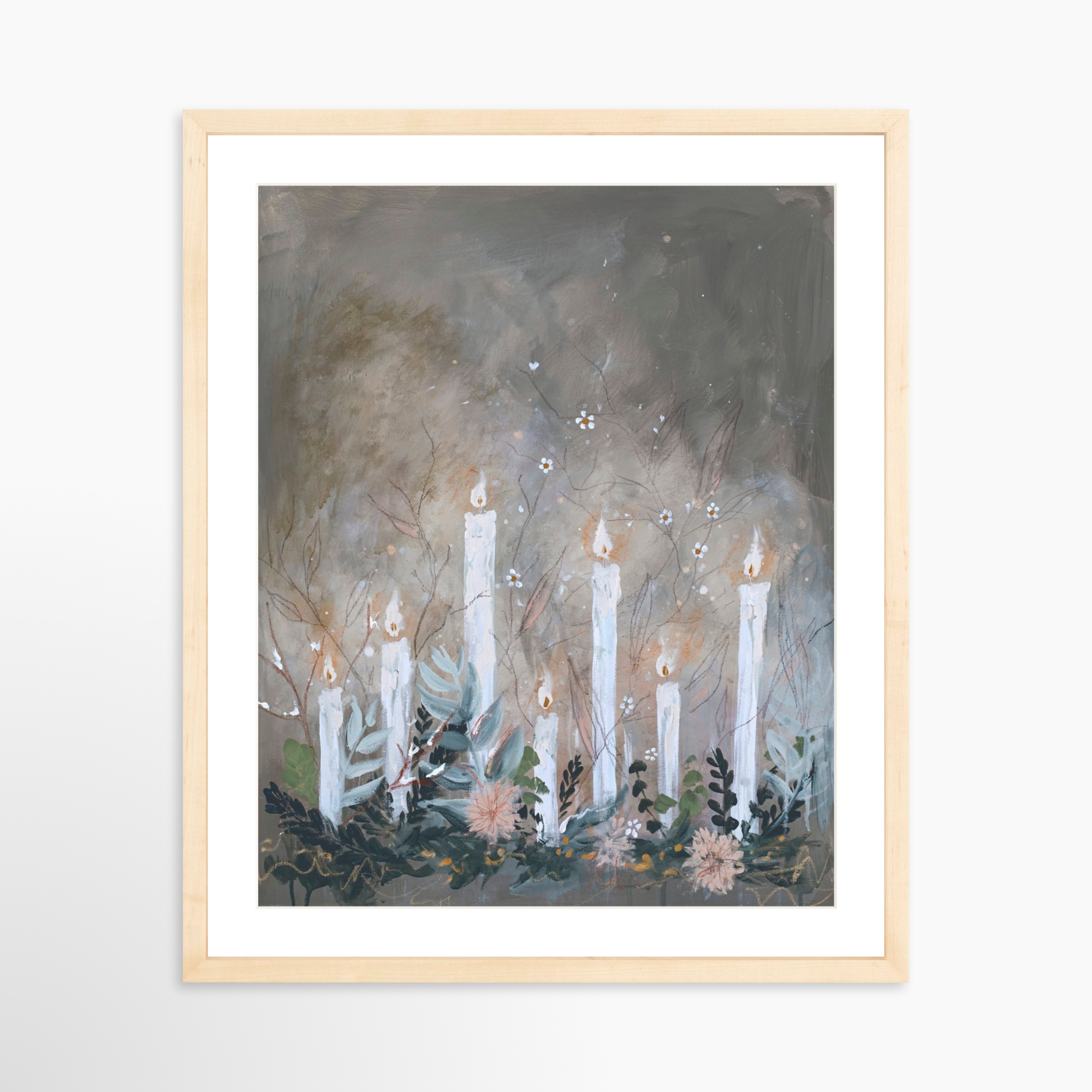16x20 / Natural Frame + White Mat