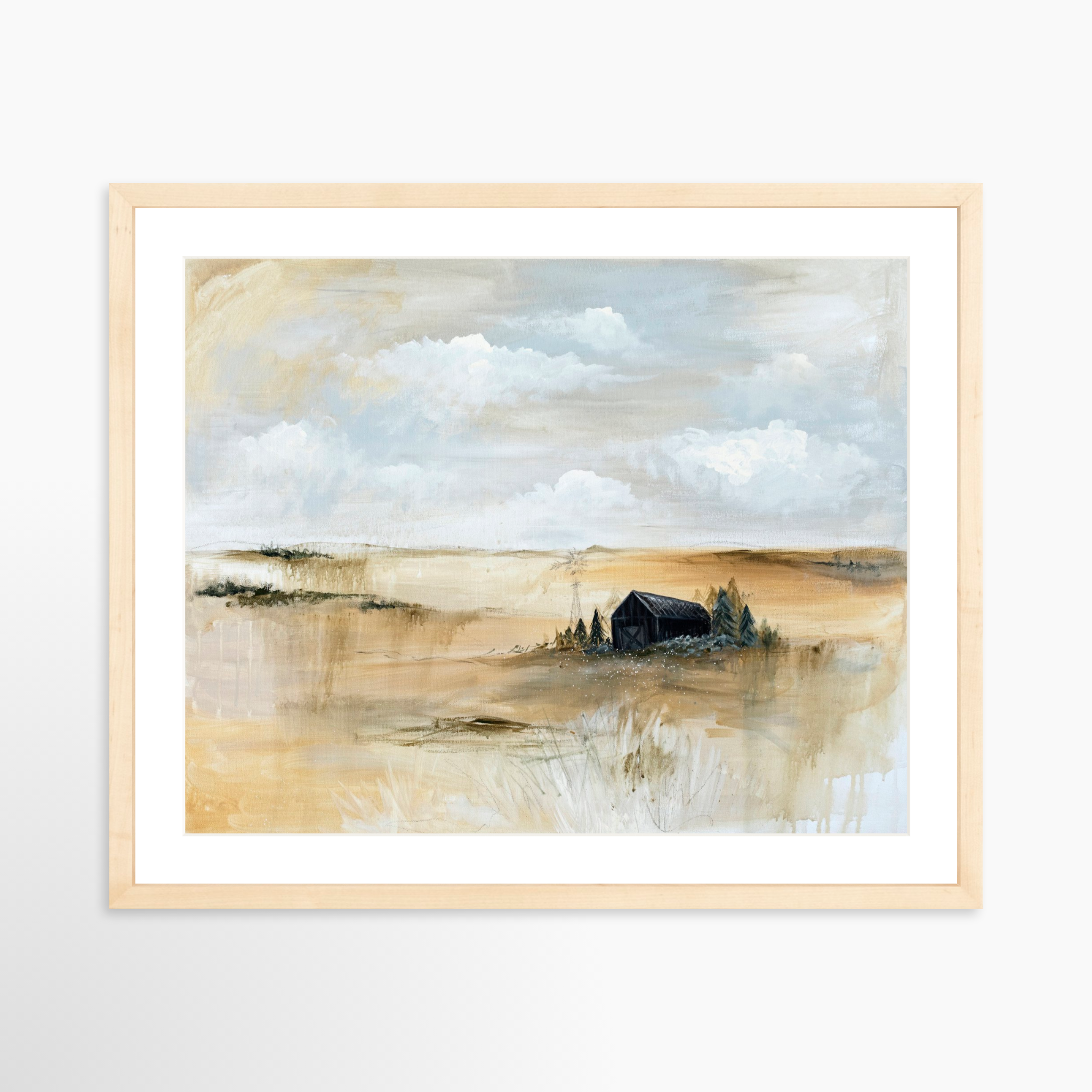 20x16 / Natural Frame + White Mat