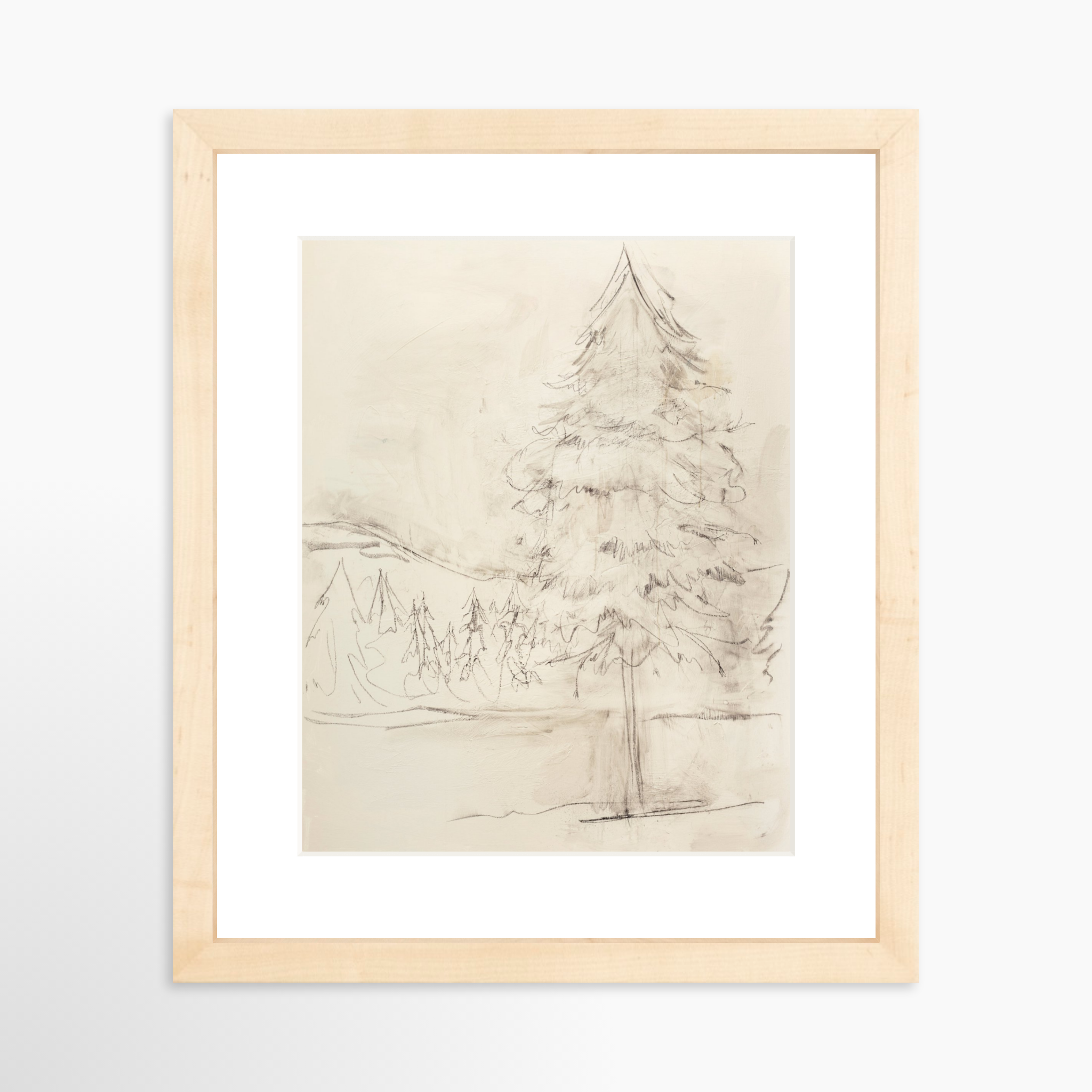 8x10 / Natural Frame + White Mat