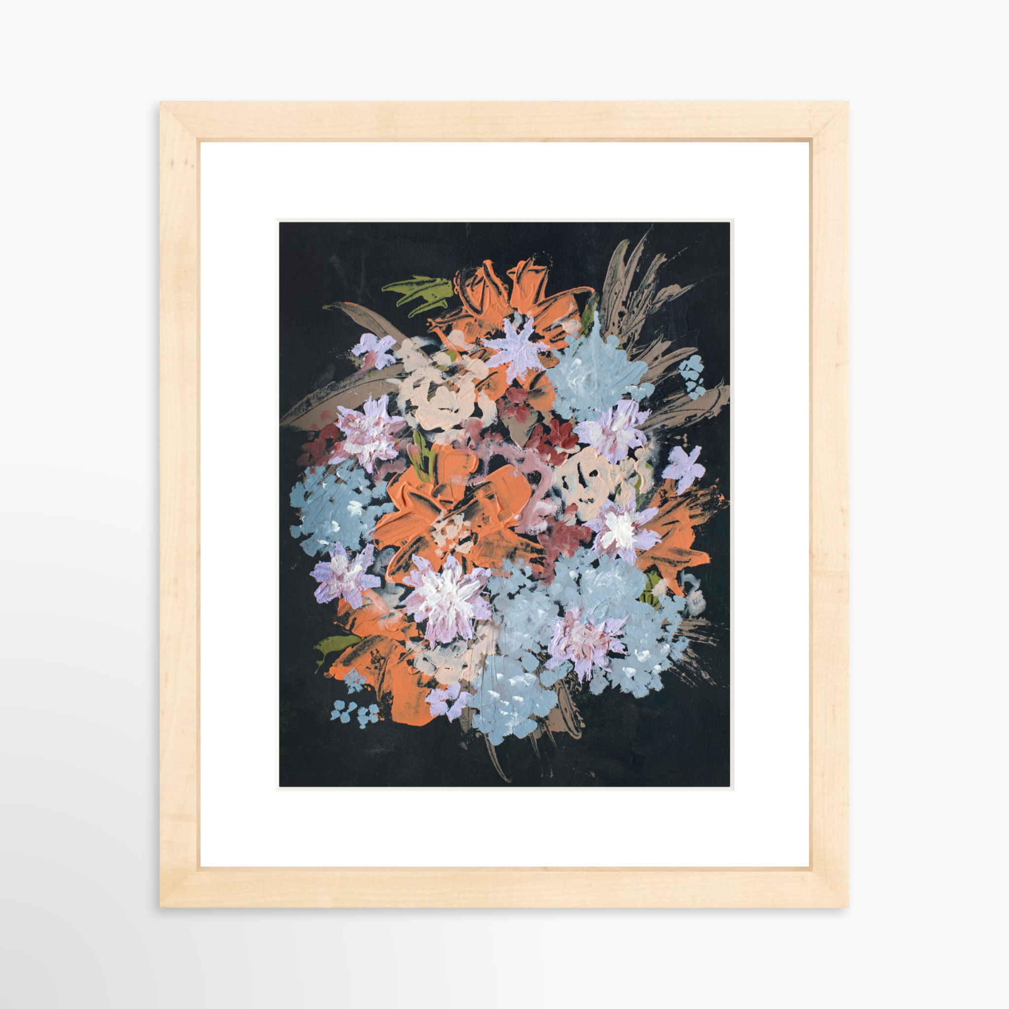 8x10 / Natural Frame + White Mat