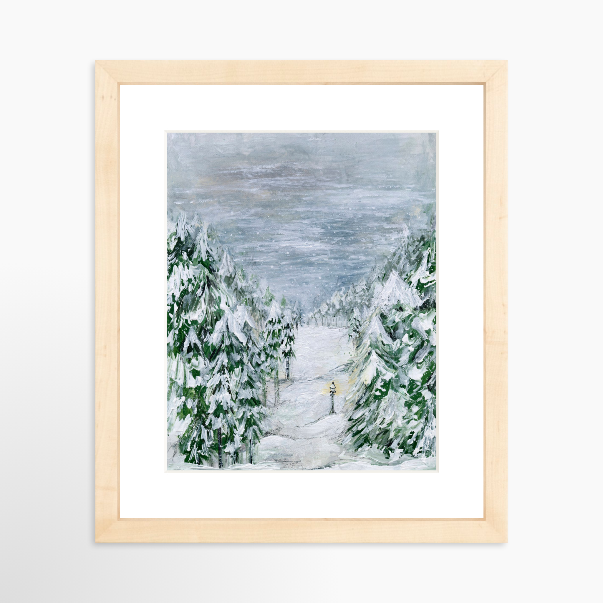 8x10 / Natural Frame + White Mat