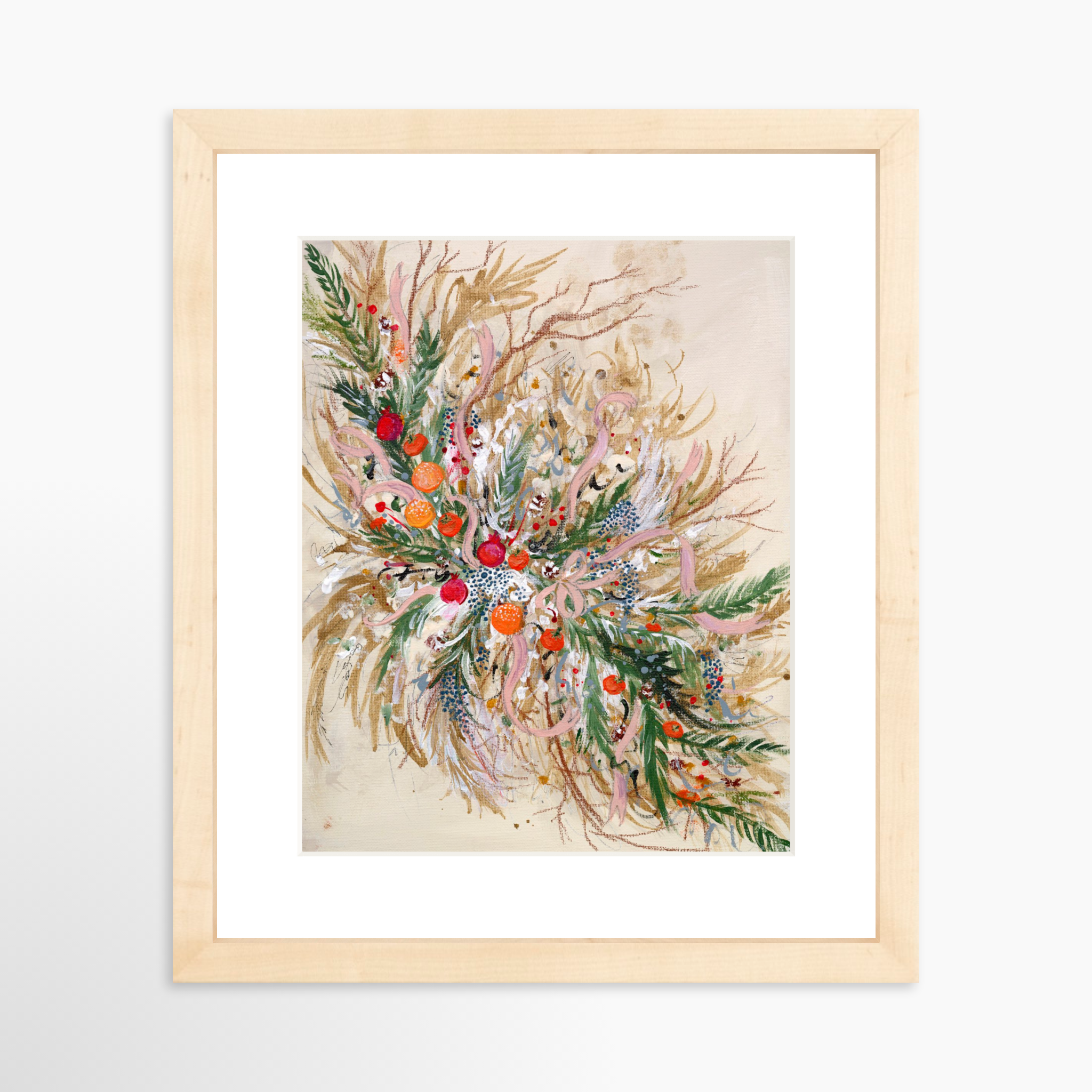 8x10 / Natural Frame + White Mat