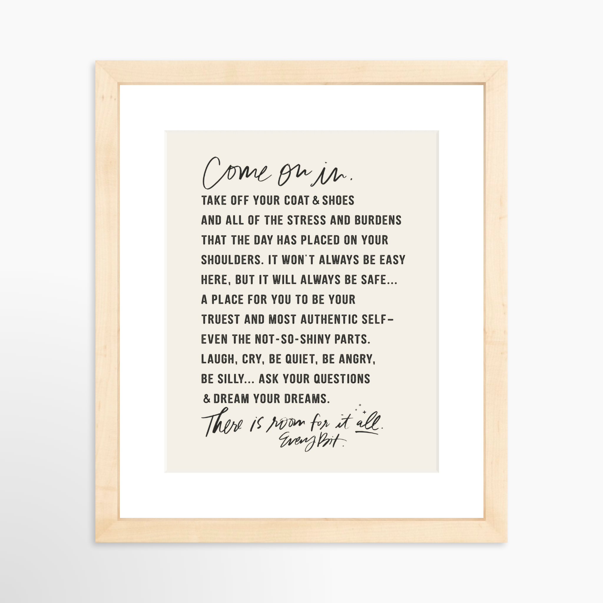 8x10 / Natural Frame + White Mat