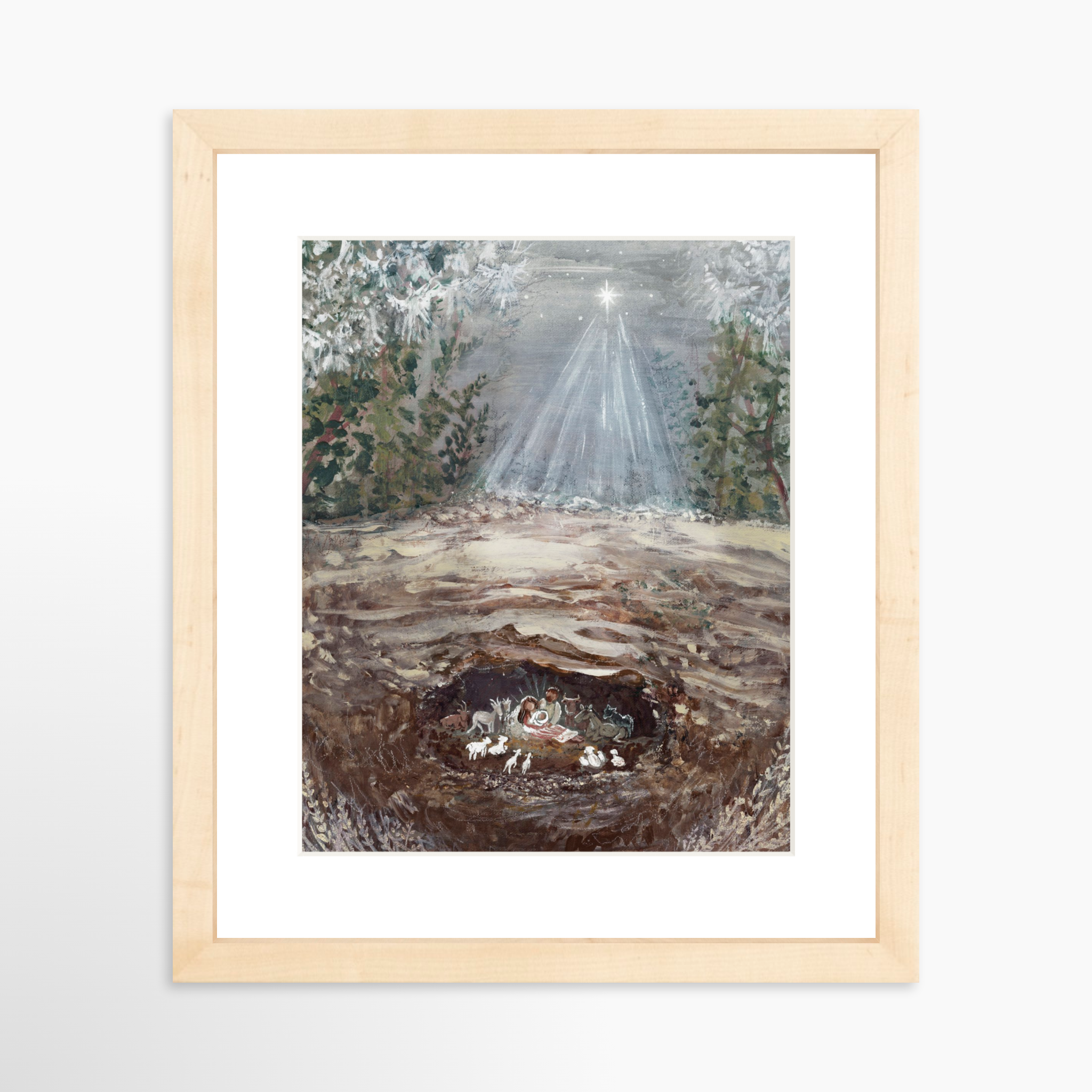 8x10 / Natural Frame + White Mat