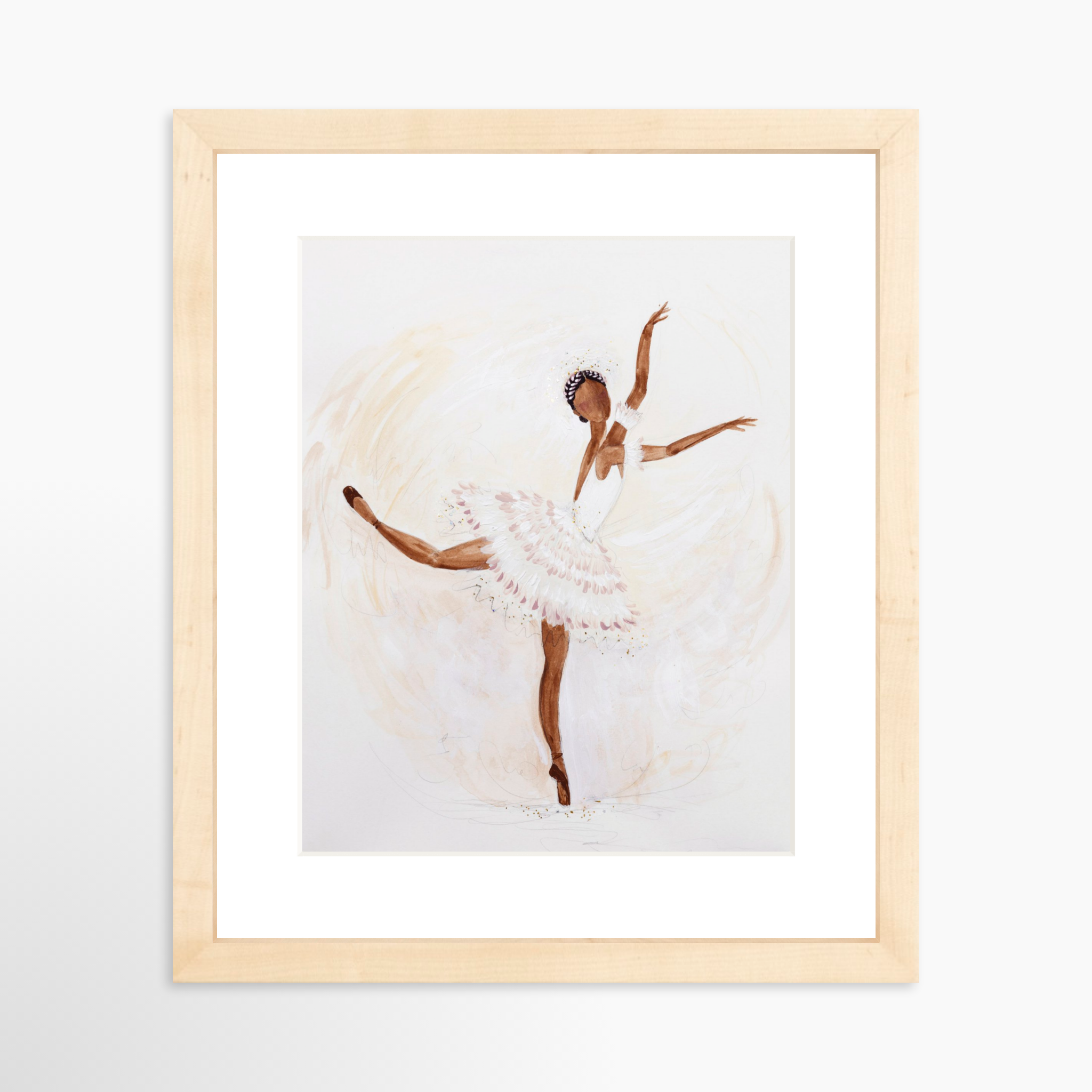 8x10 / Natural Frame + White Mat