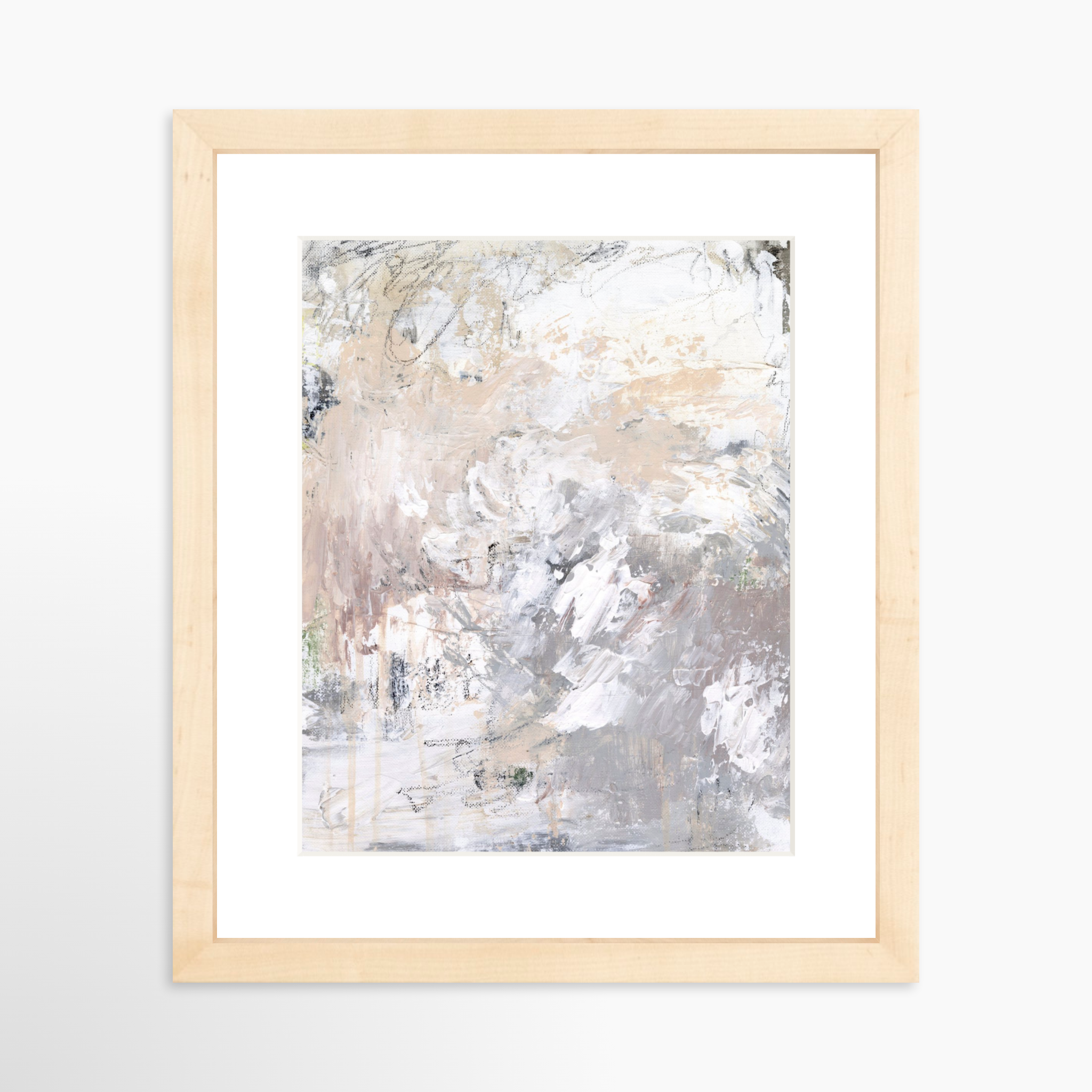 8x10 / Natural Frame + White Mat