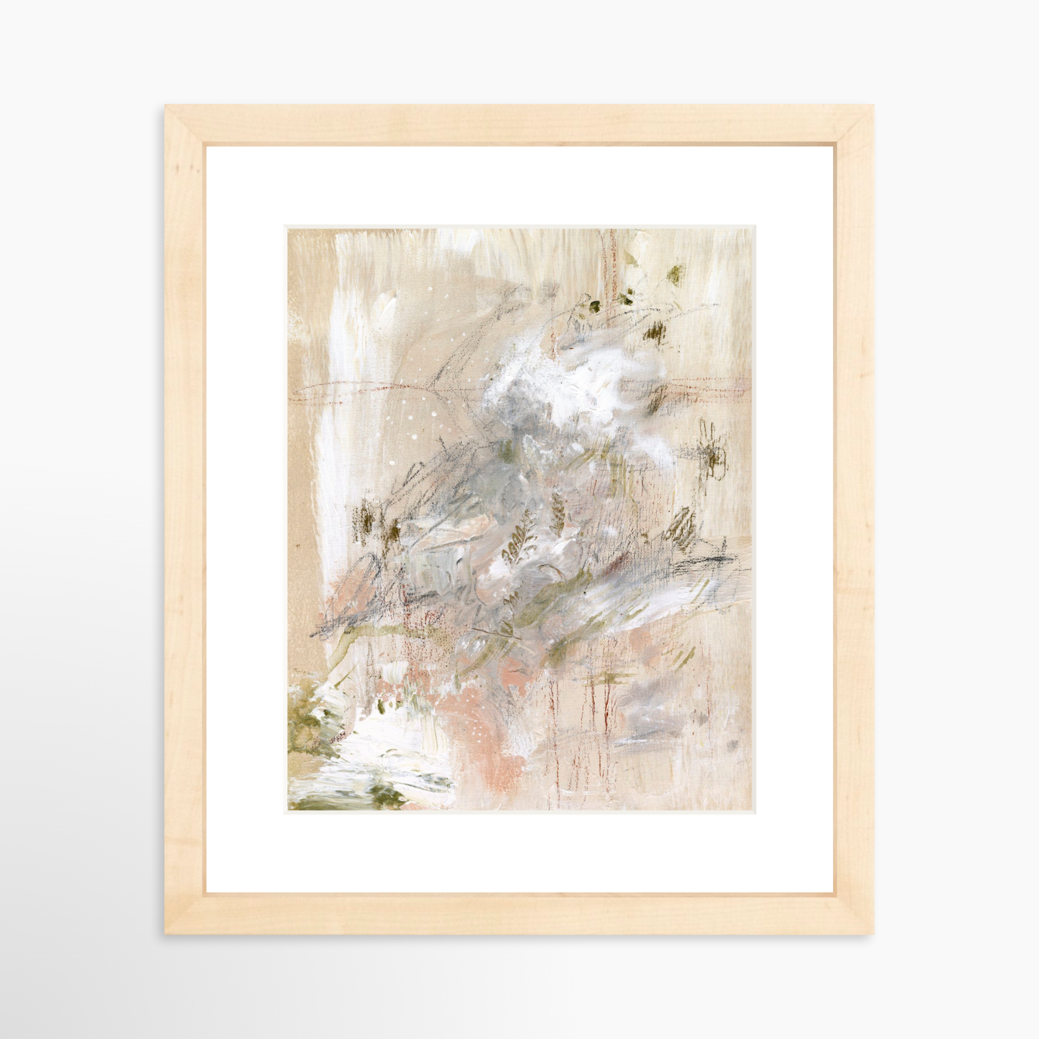 8x10 / Natural Frame + White Mat