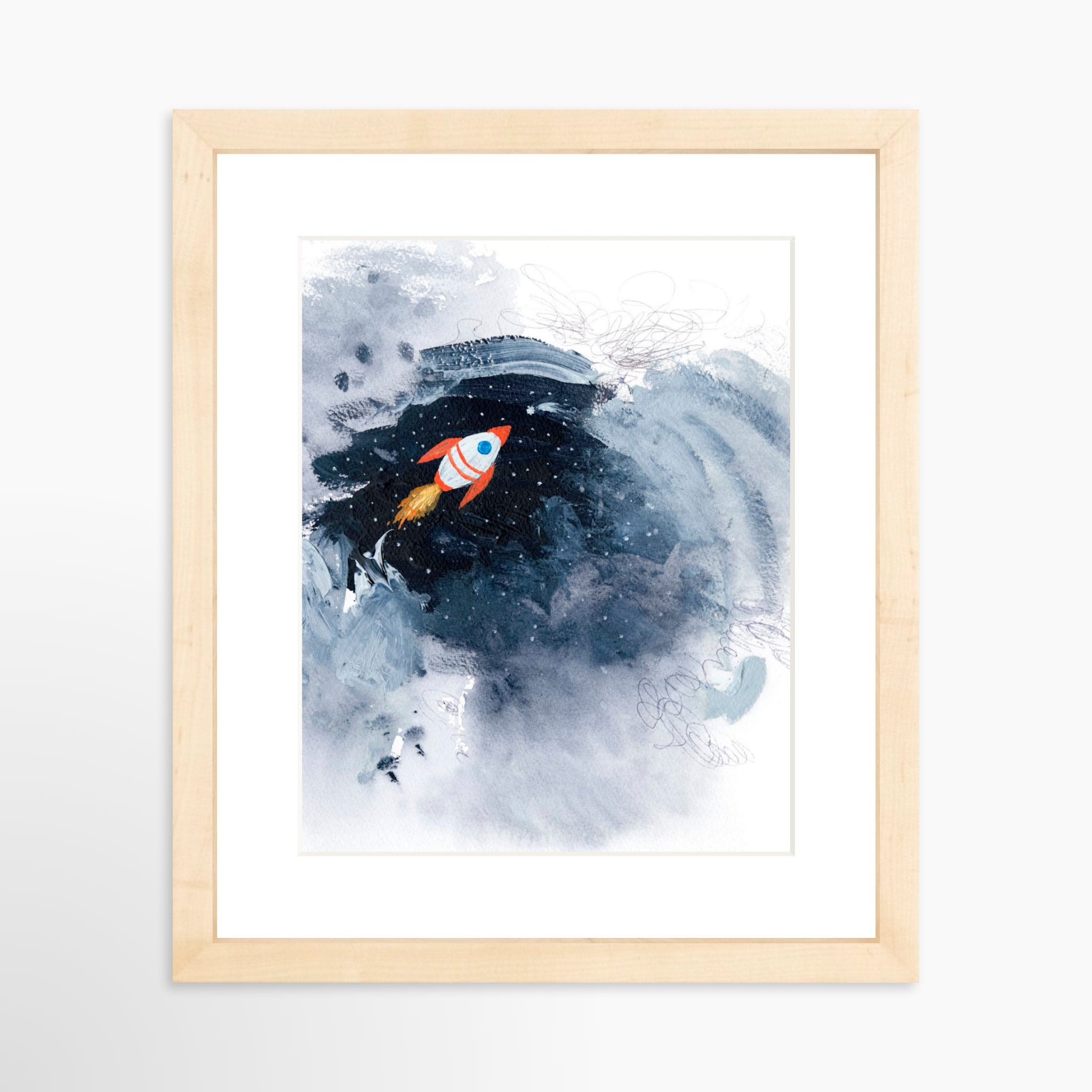 8x10 / Natural Frame + White Mat