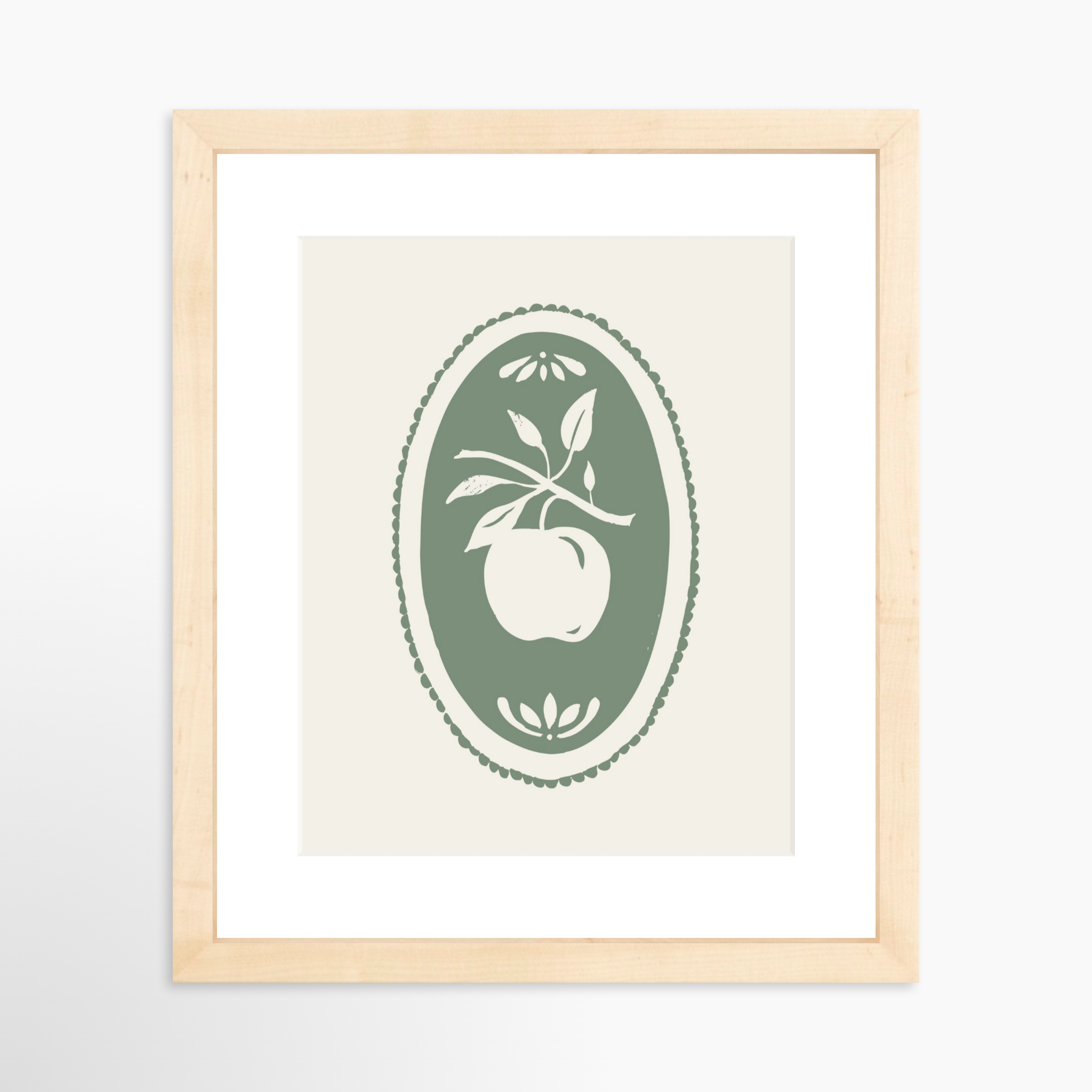 8x10 / Natural Frame + White Mat