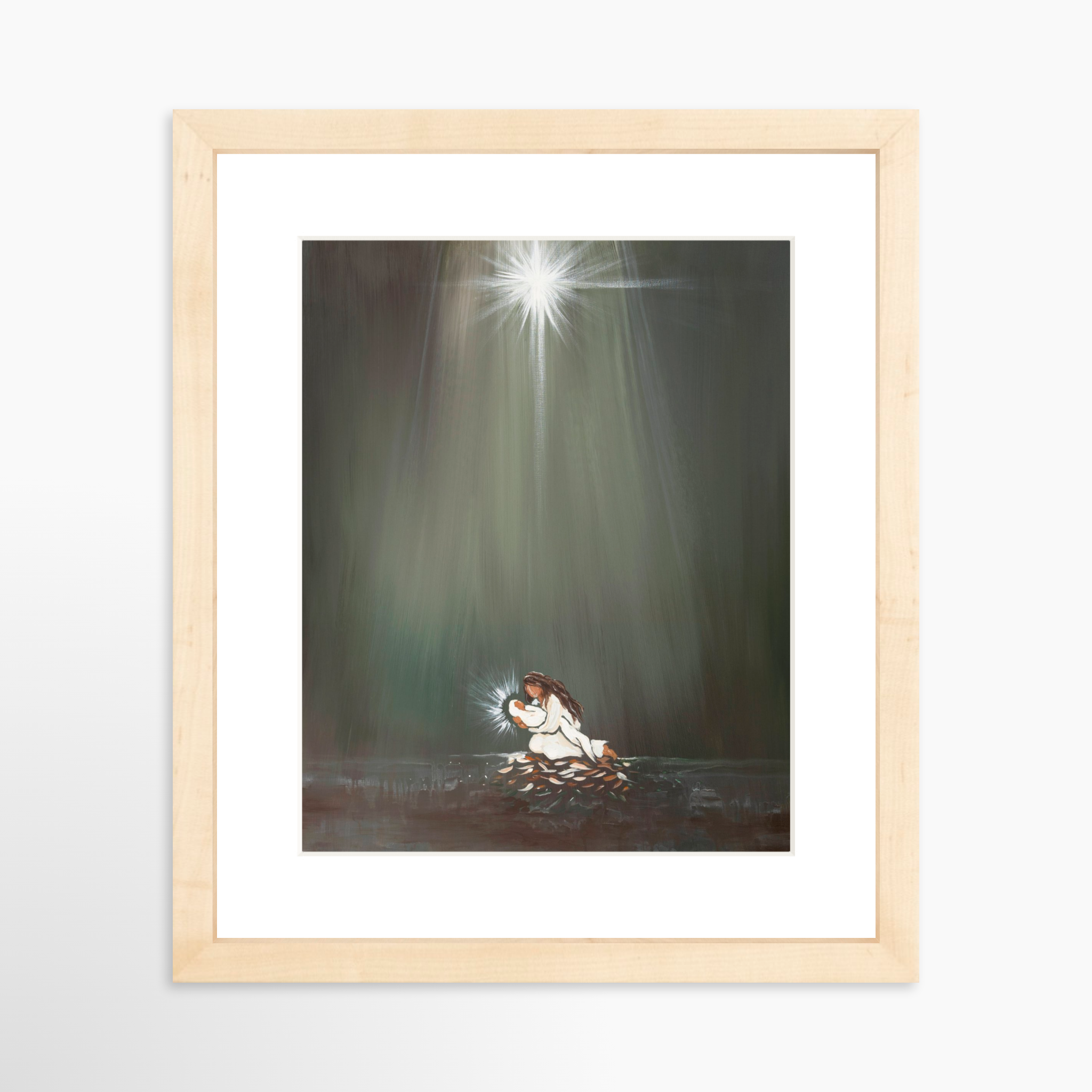 8x10 / Natural Frame + White Mat
