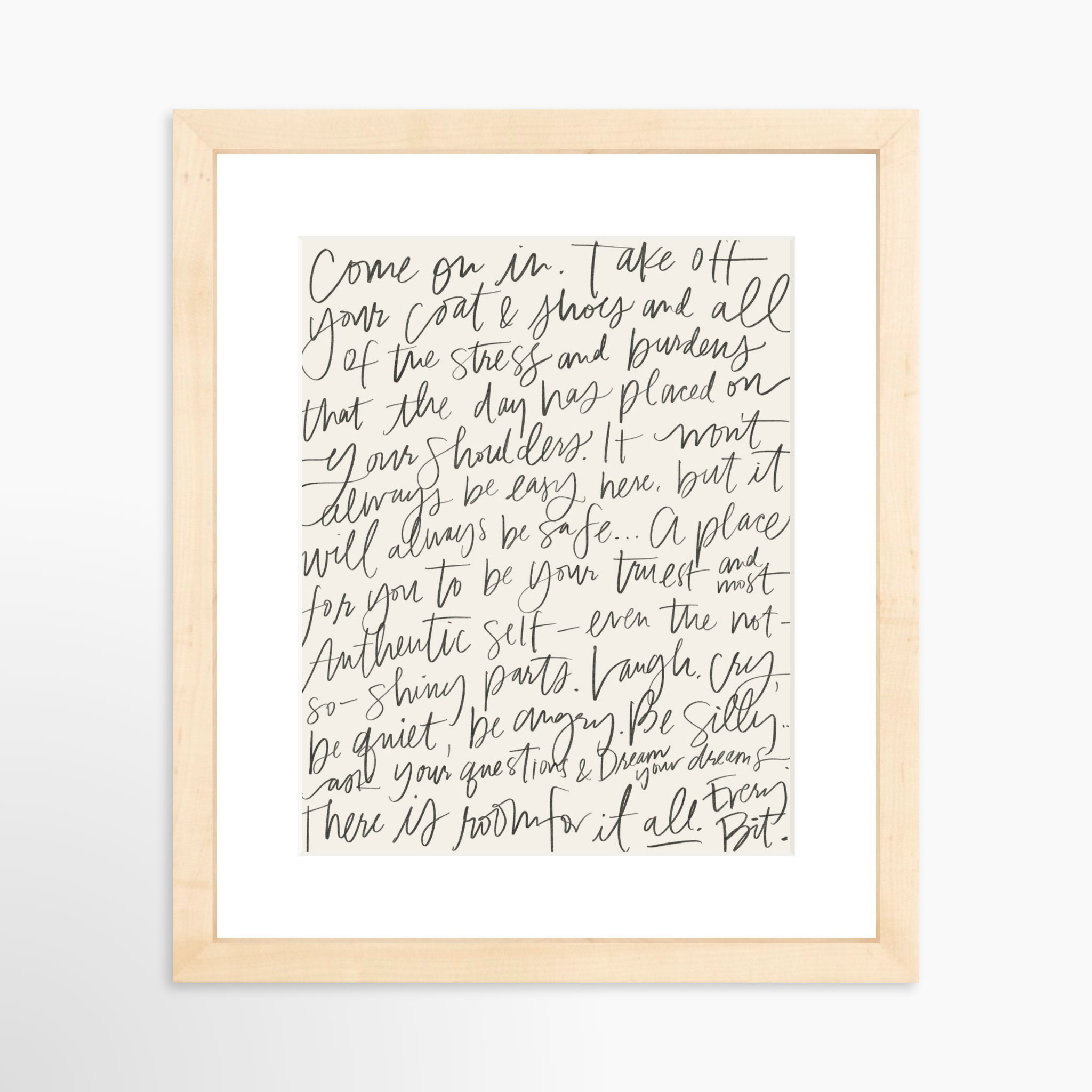 8x10 / Natural Frame + White Mat