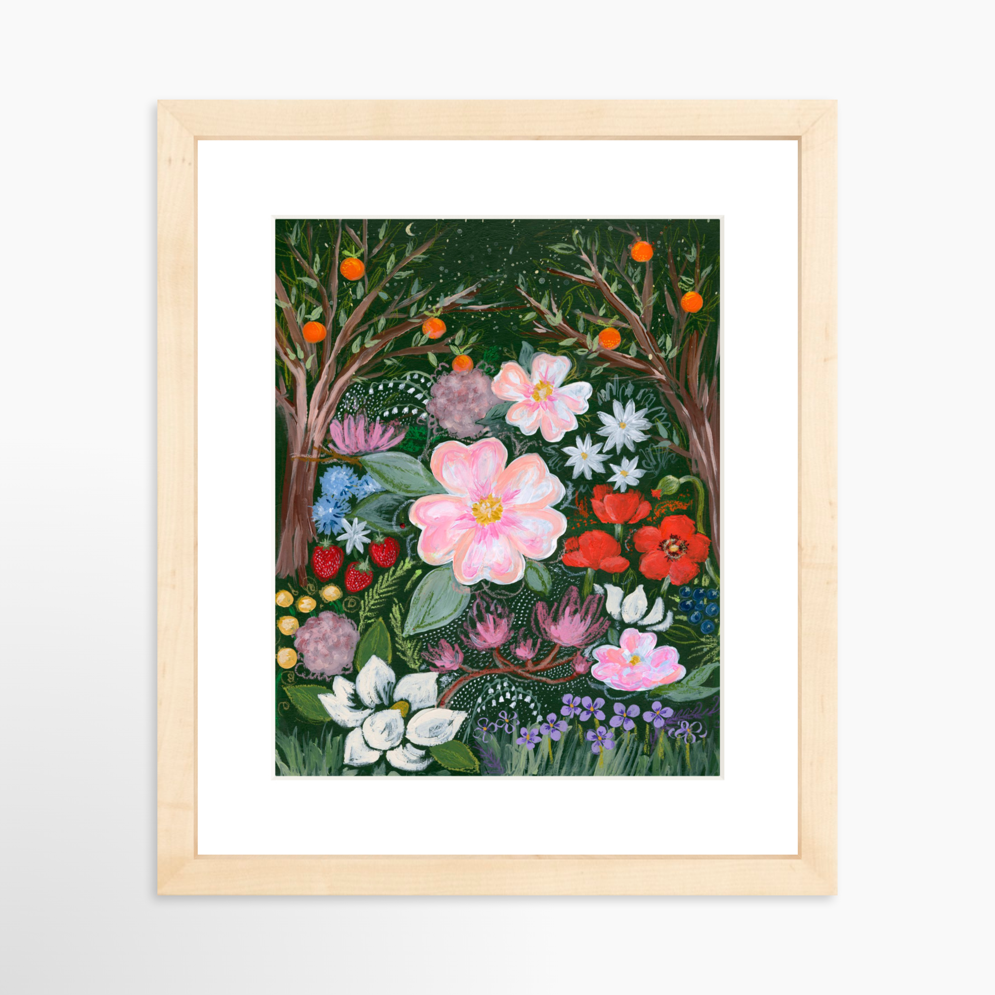 8x10 / Natural Frame + White Mat