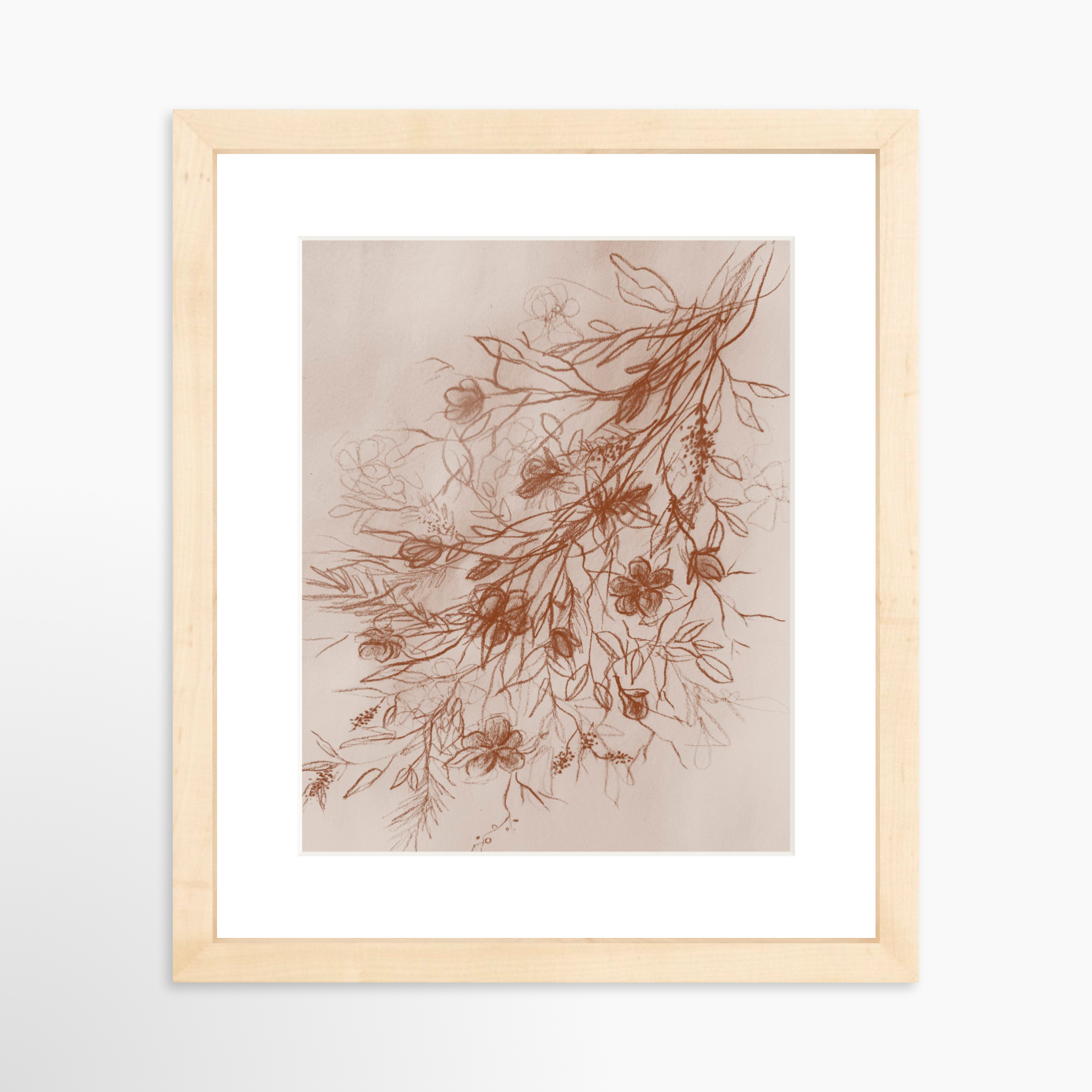 8x10 / Natural Frame + White Mat