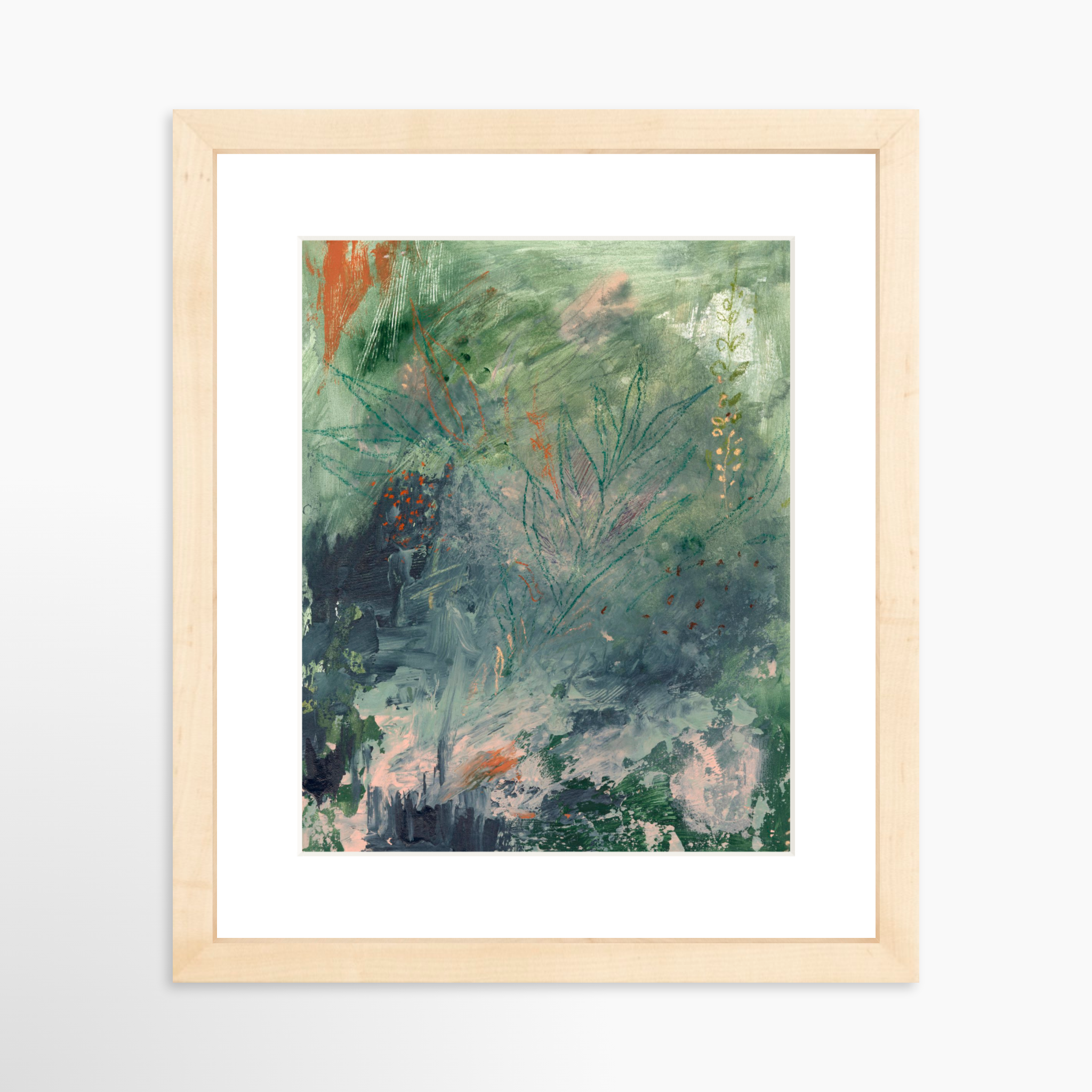 8x10 / Natural Frame + White Mat