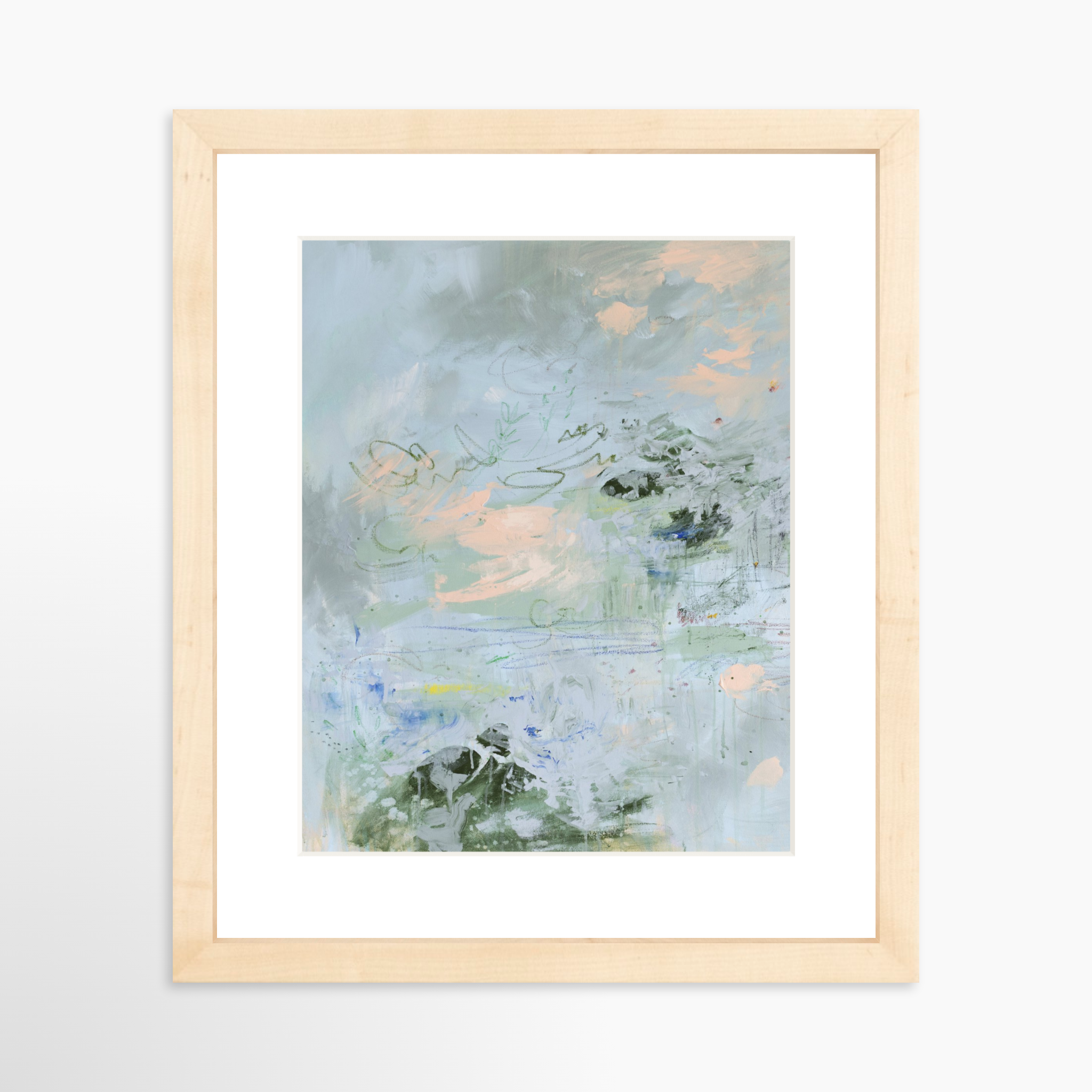 8x10 / Natural Frame + White Mat