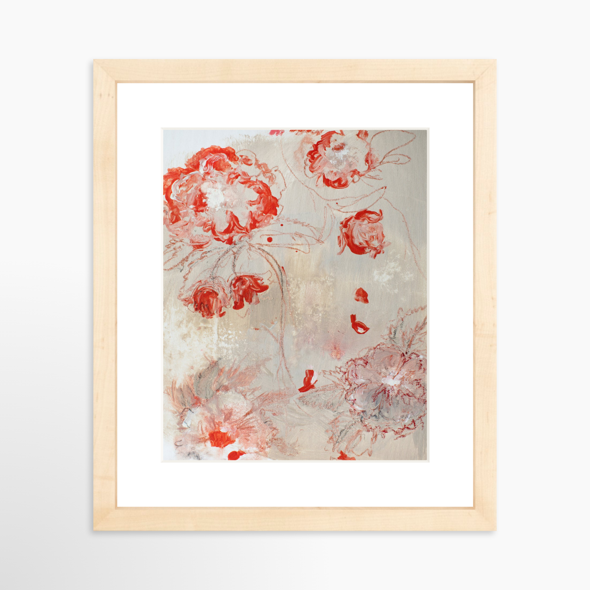 8x10 / Natural Frame + White Mat