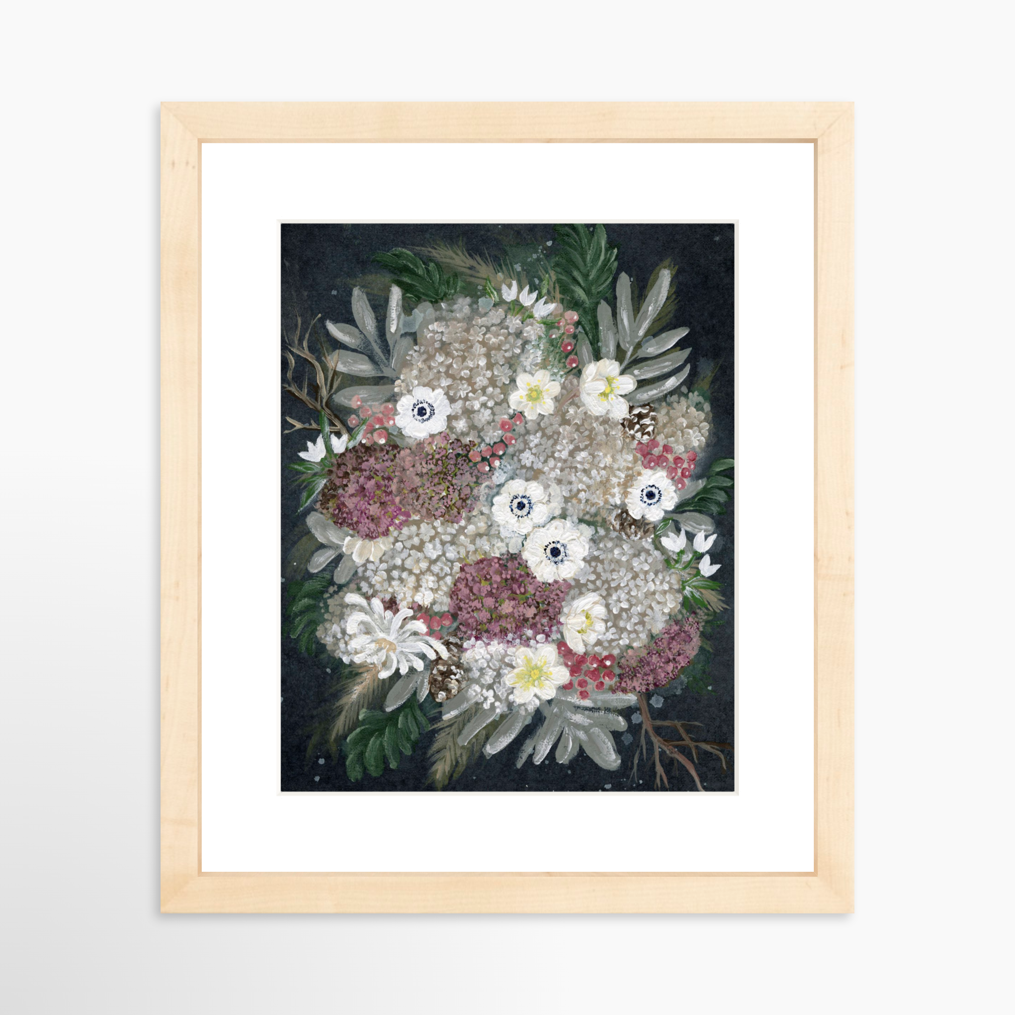 8x10 / Natural Frame + White Mat