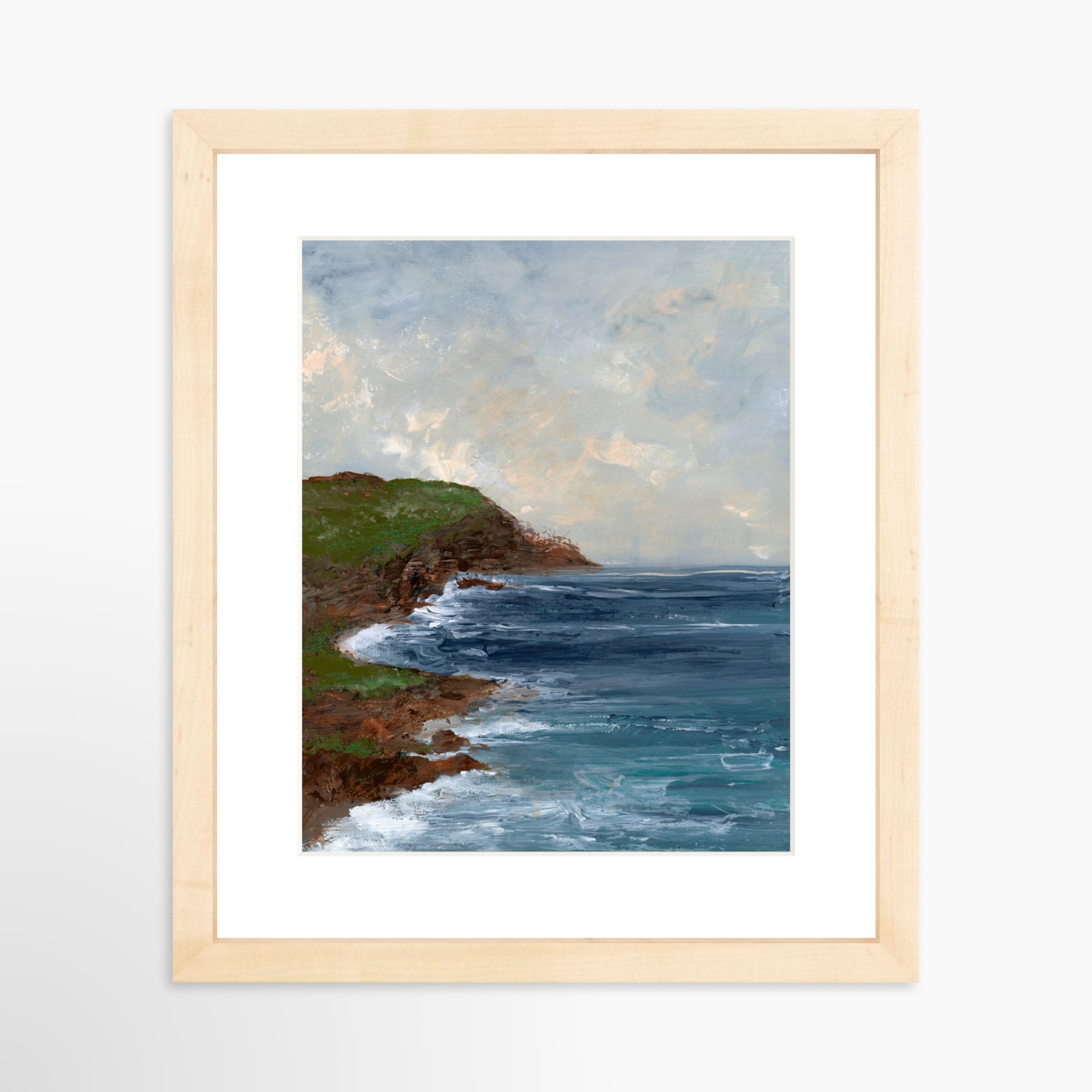 8x10 / Natural Frame + White Mat