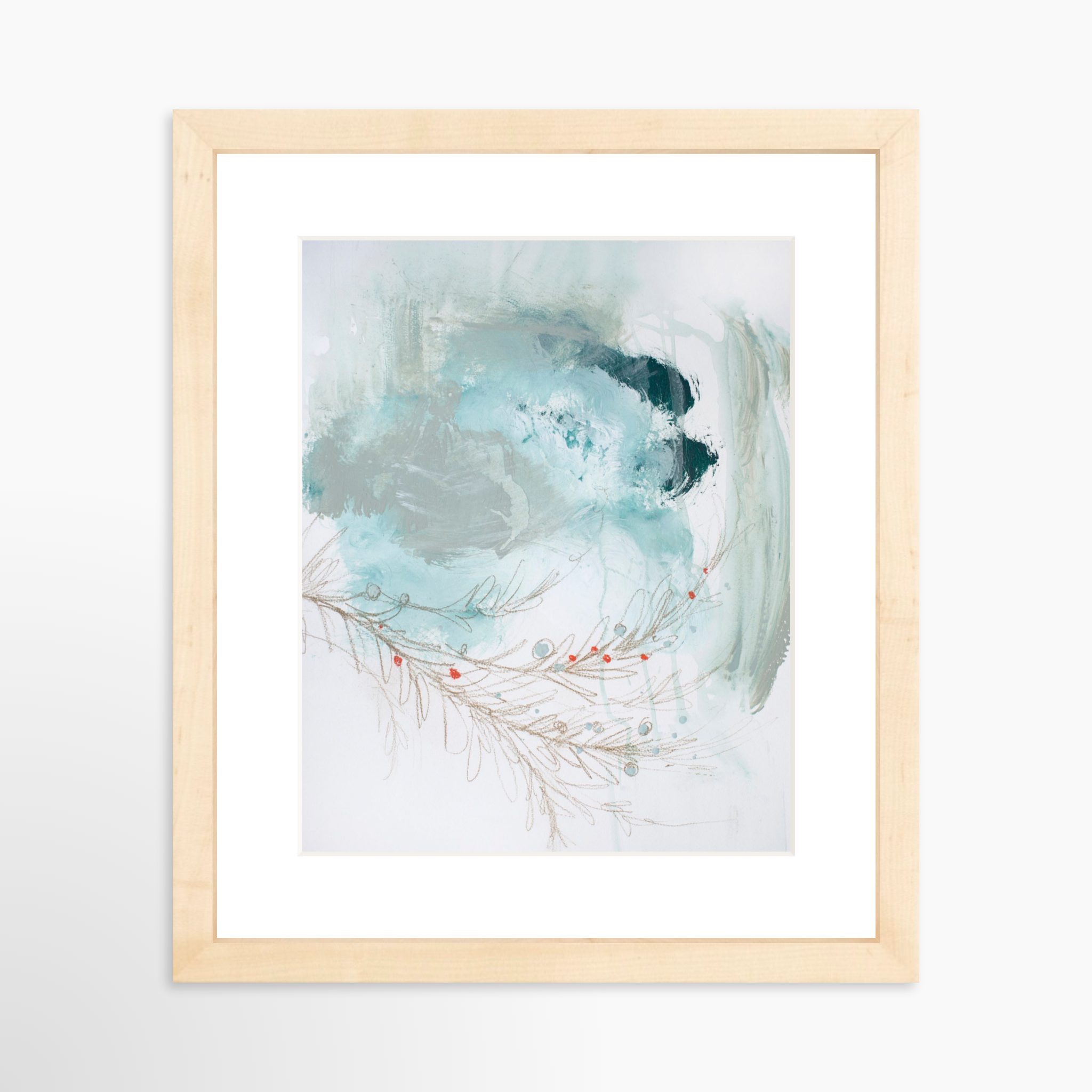 8x10 / Natural Frame + White Mat