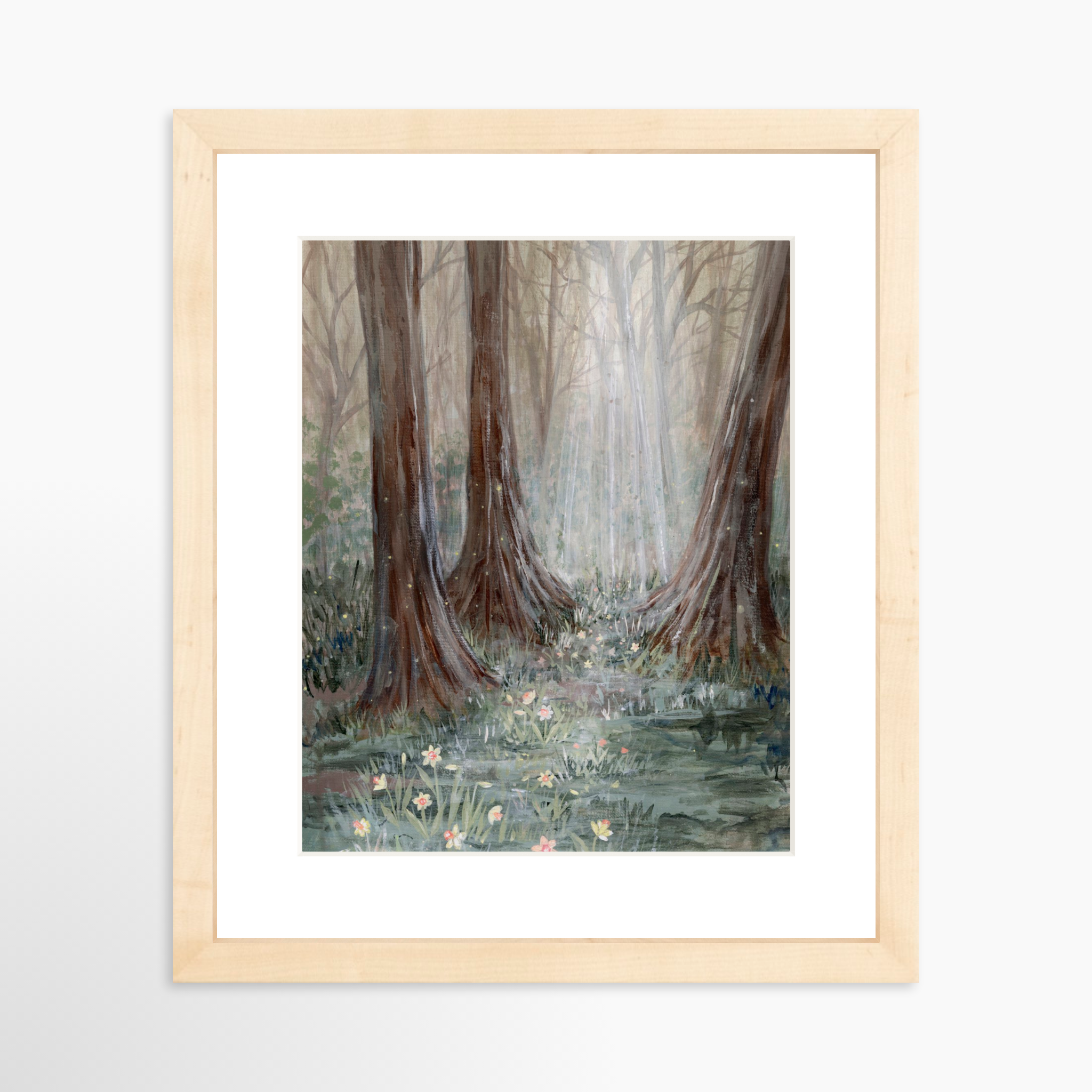 8x10 / Natural Frame + White Mat