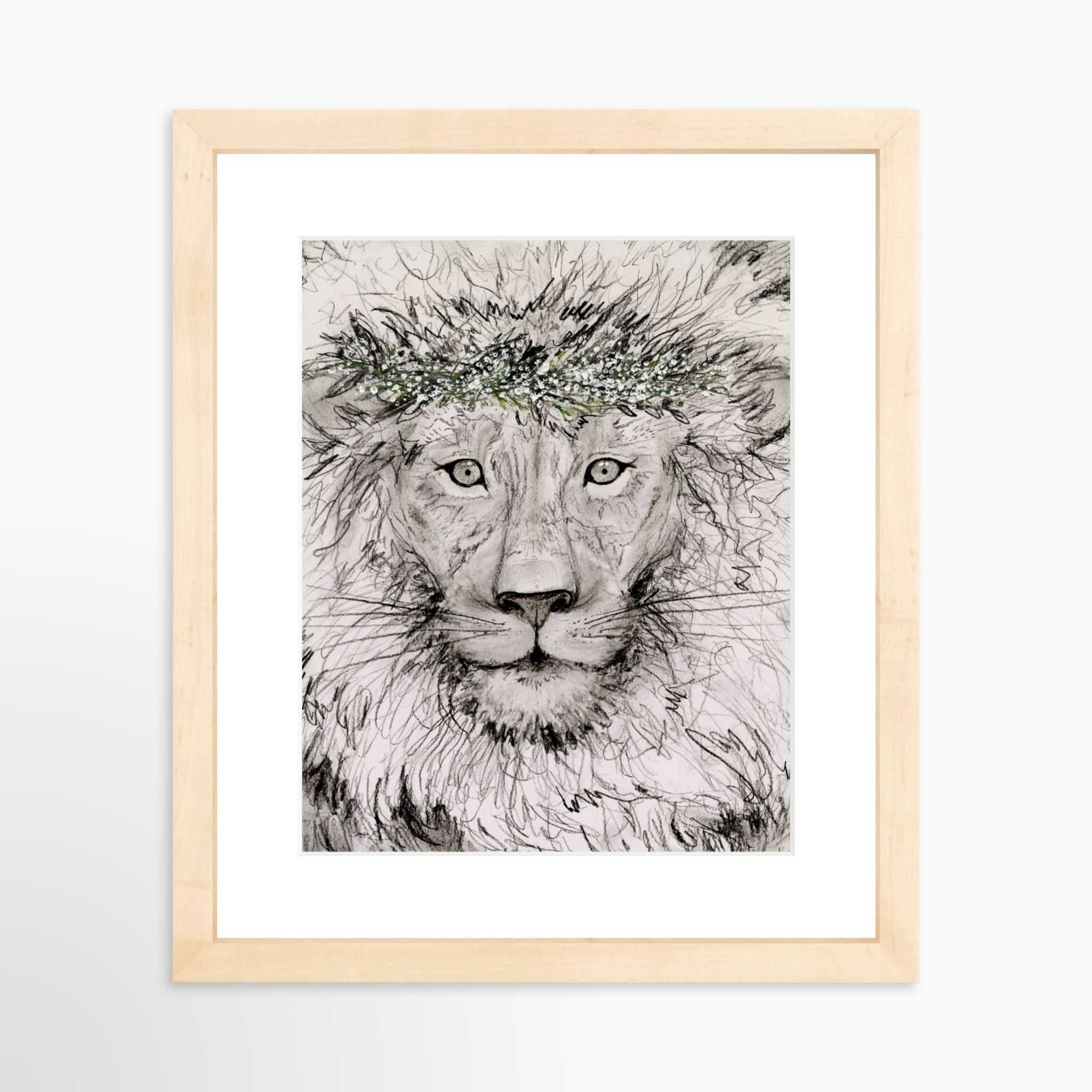 8x10 / Natural Frame + White Mat