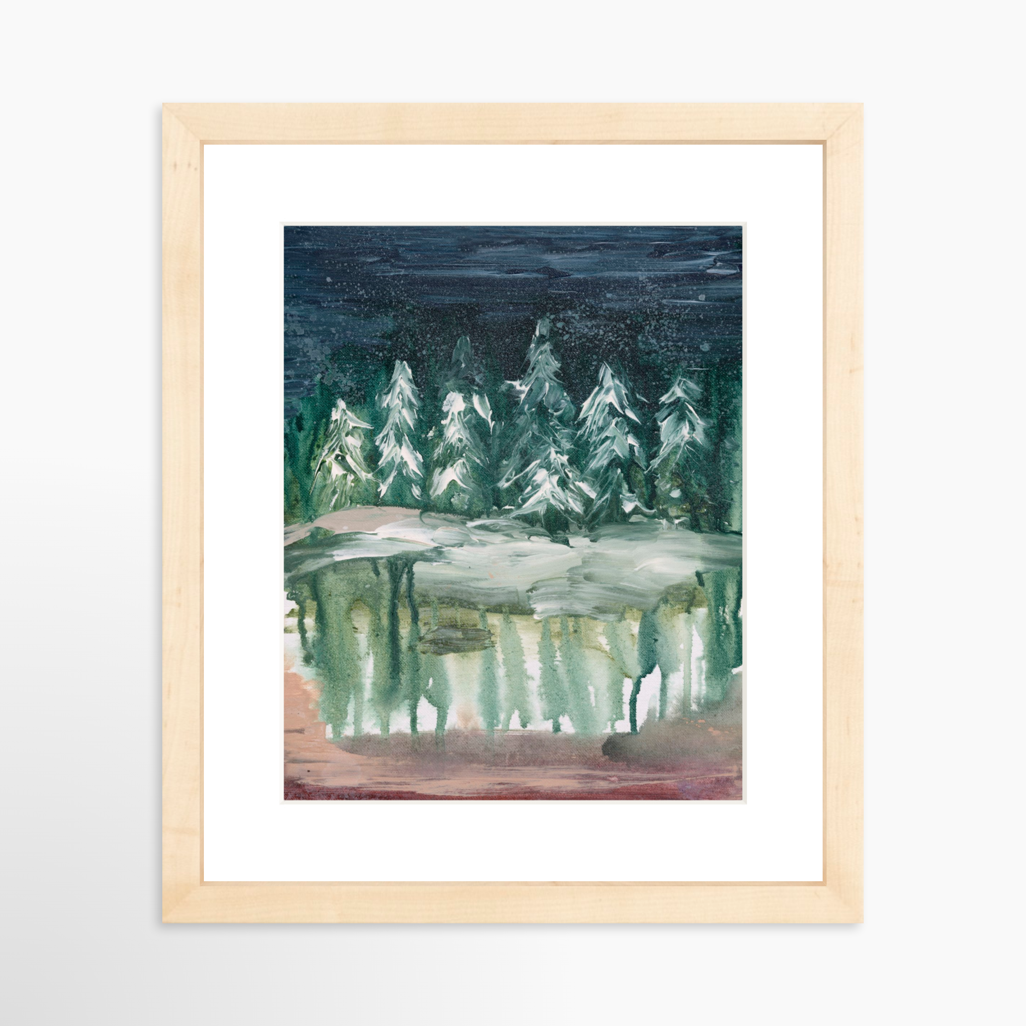 8x10 / Natural Frame + White Mat