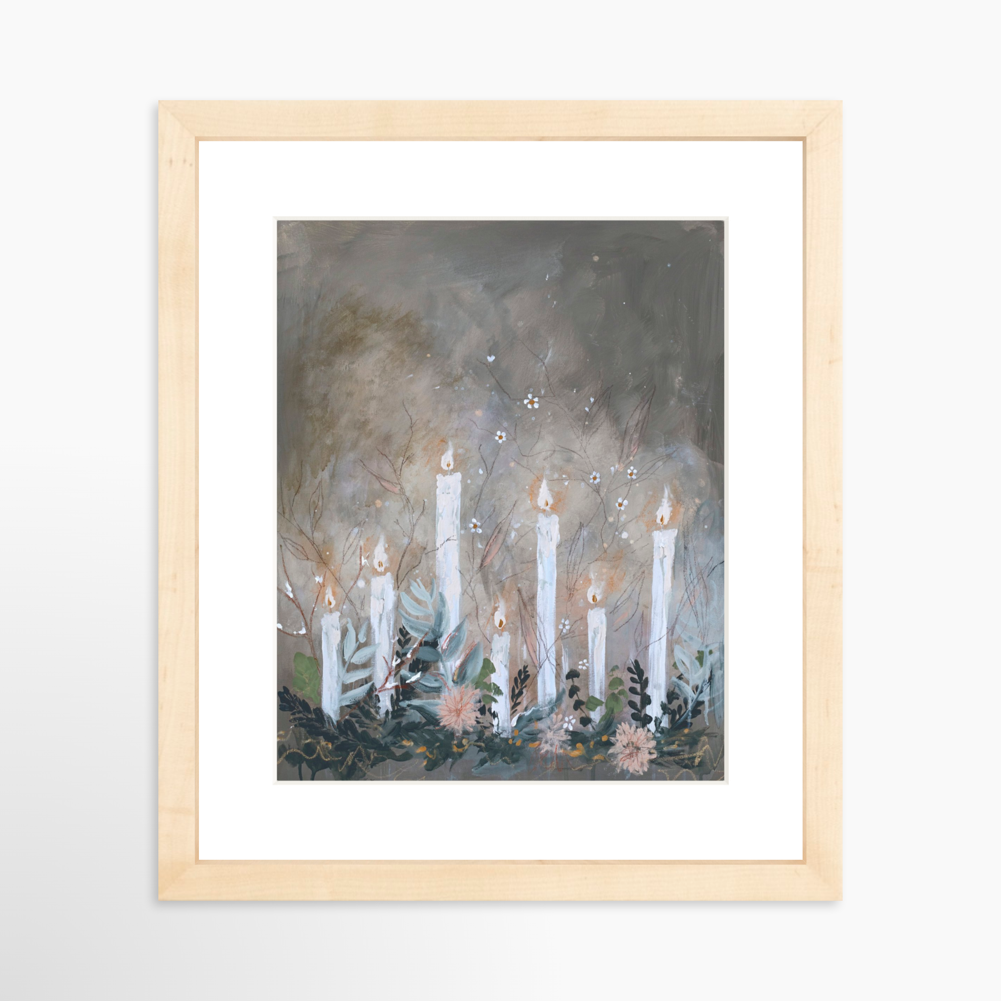 8x10 / Natural Frame + White Mat