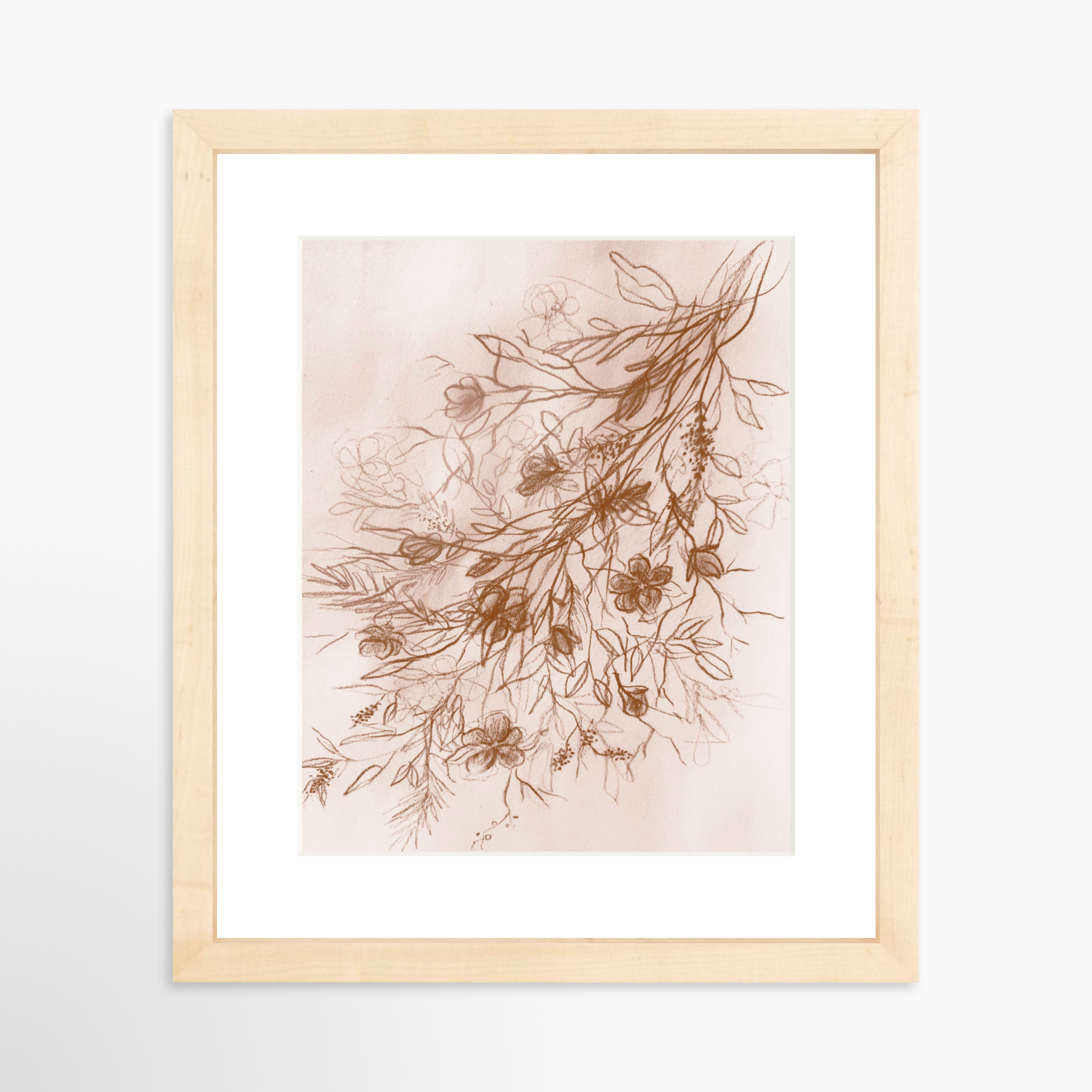 8x10 / Natural Frame + White Mat