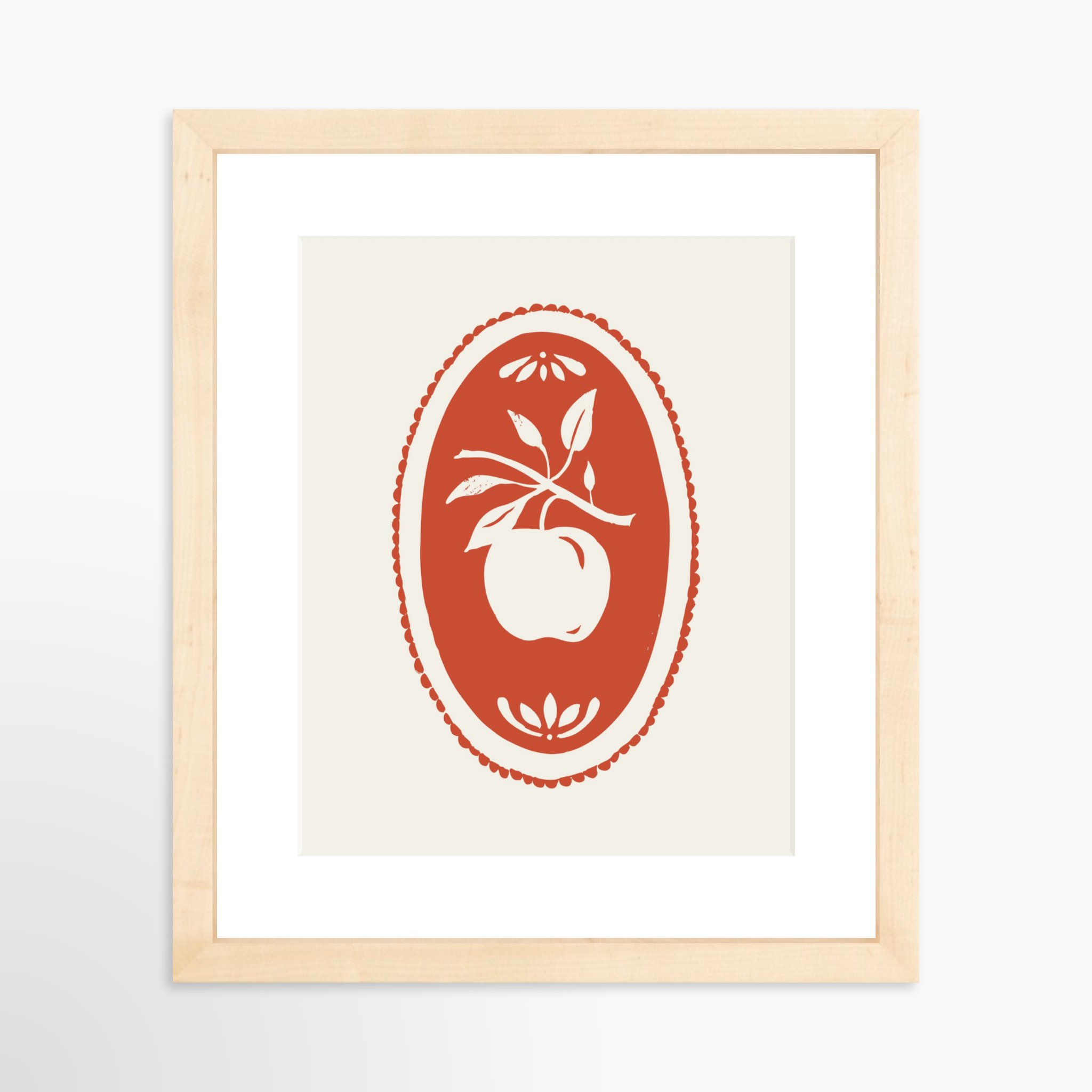 8x10 / Natural Frame + White Mat