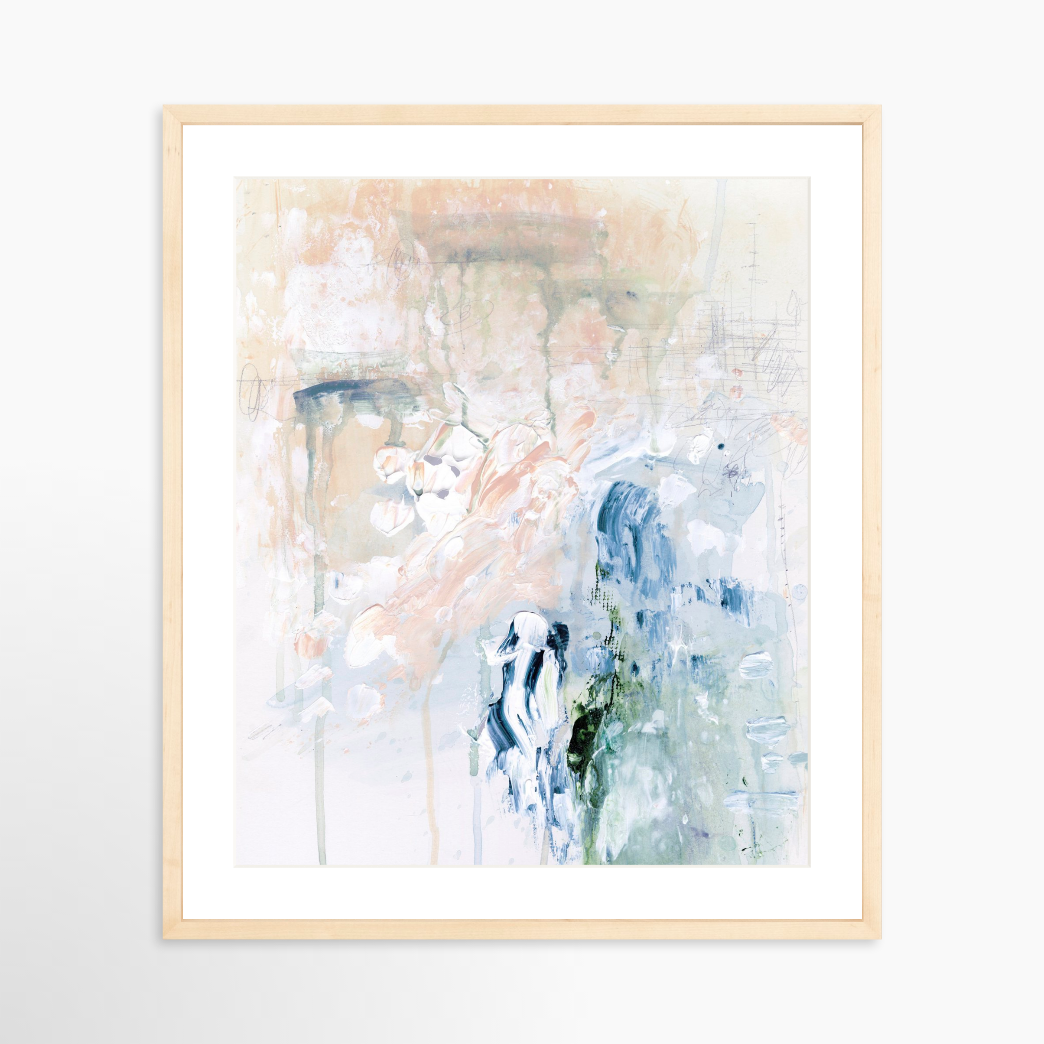 20x25 / Natural Frame + White Mat