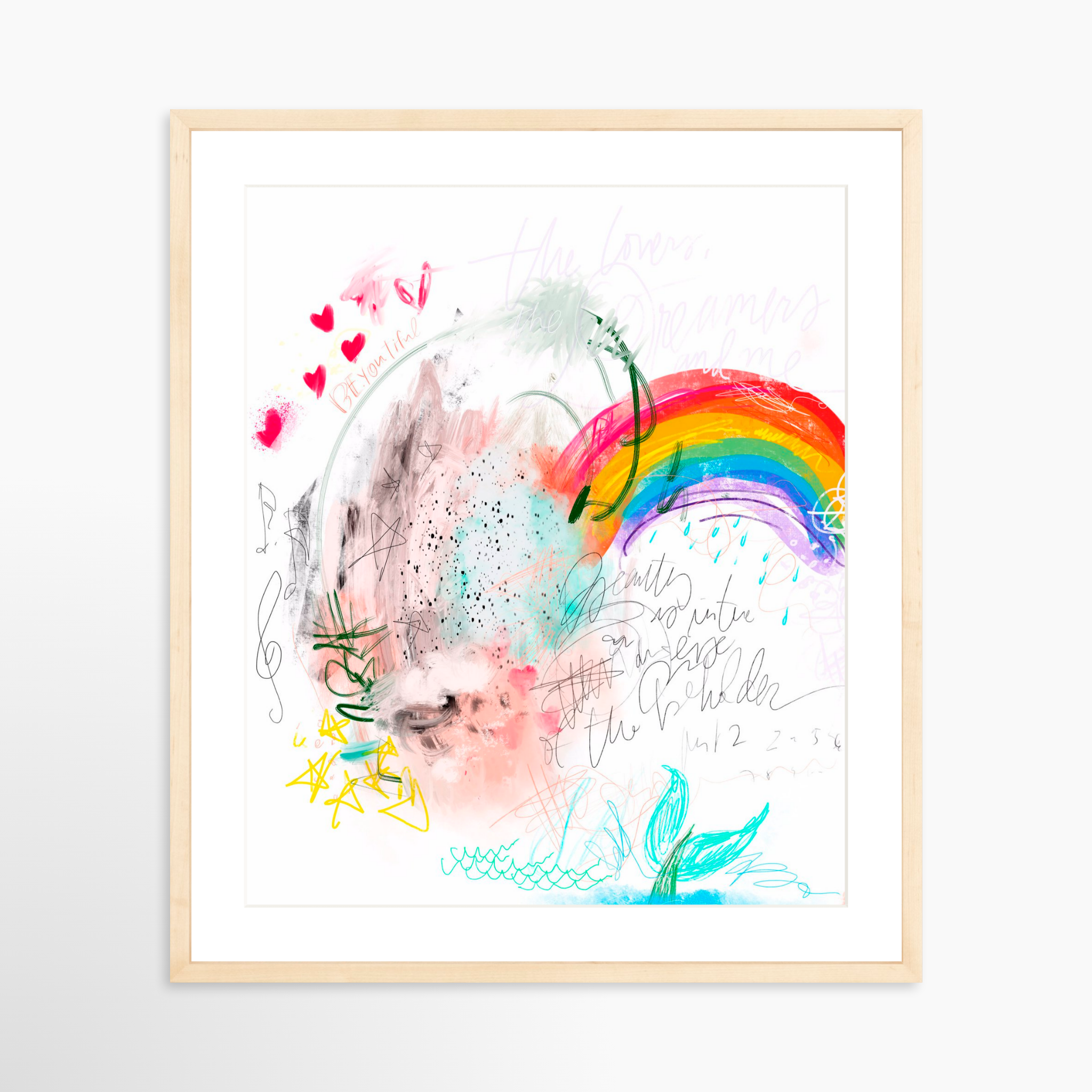 20x25 / Natural Frame + White Mat