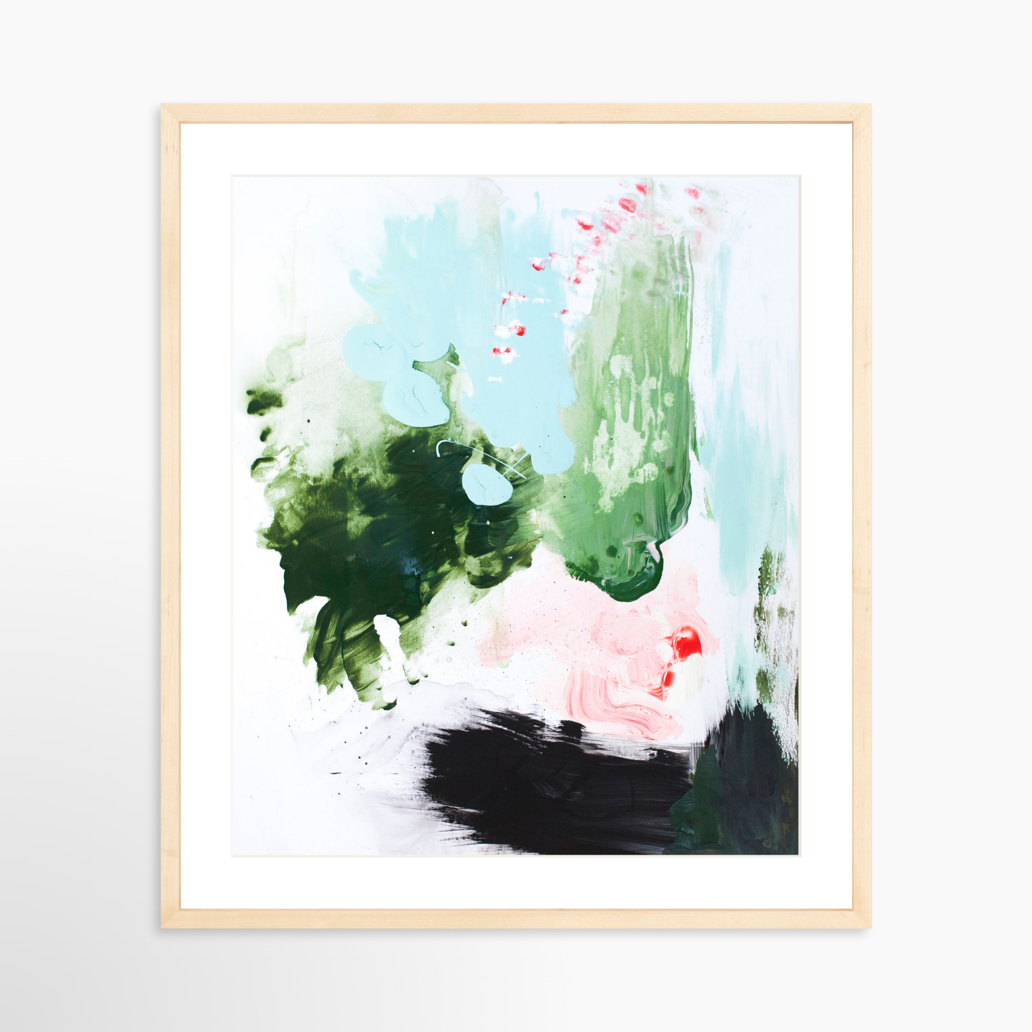 20x25 / Natural Frame + White Mat