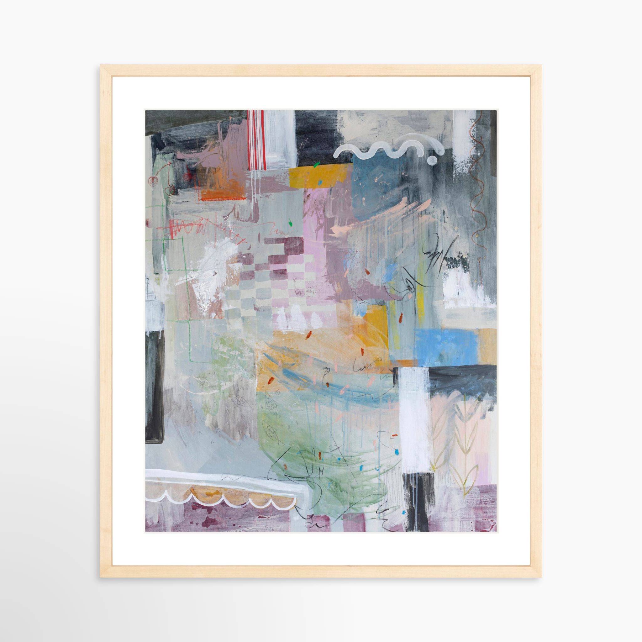 20x25 / Natural Frame + White Mat