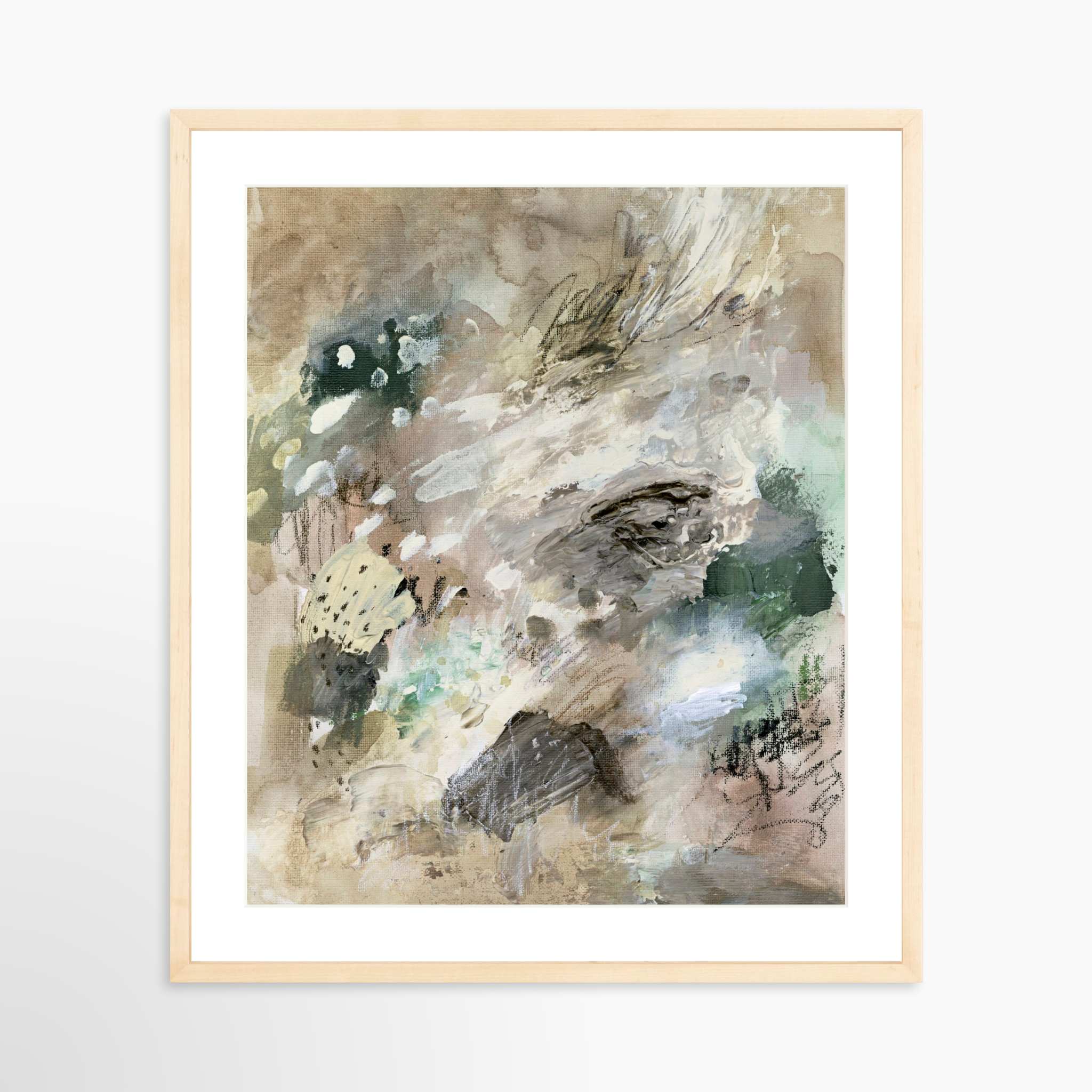 20x25 / Natural Frame + White Mat