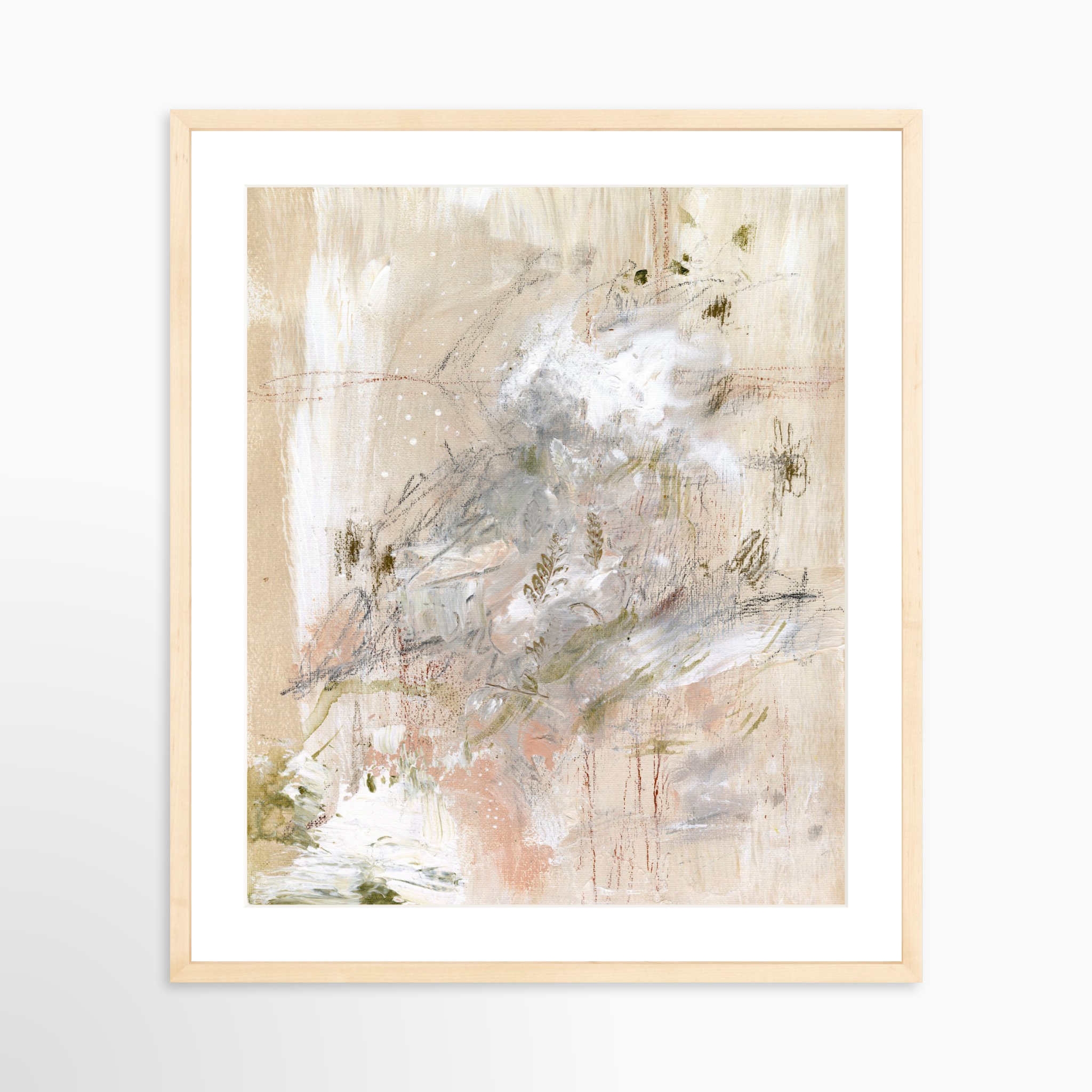 20x25 / Natural Frame + White Mat
