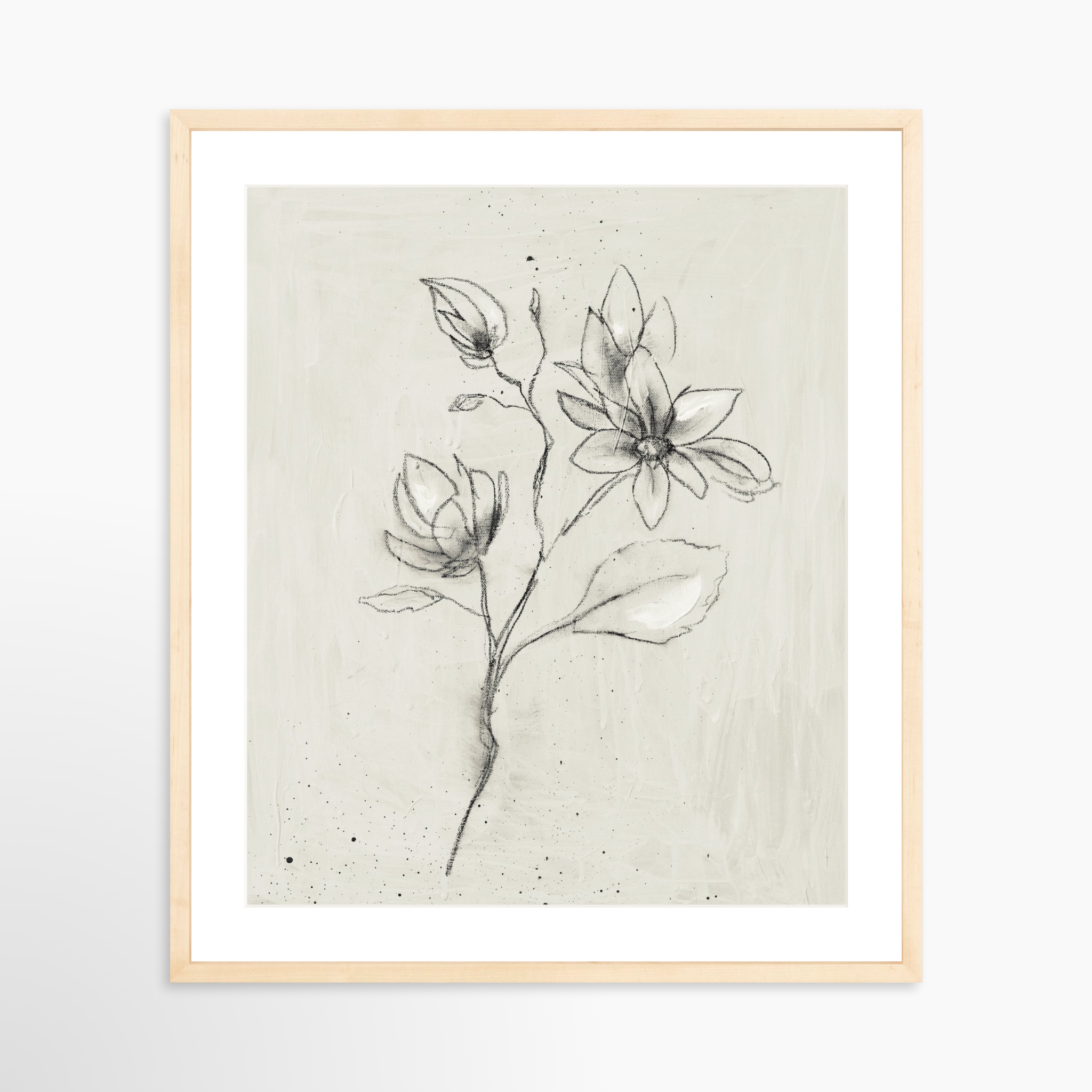 20x25 / Natural Frame + White Mat