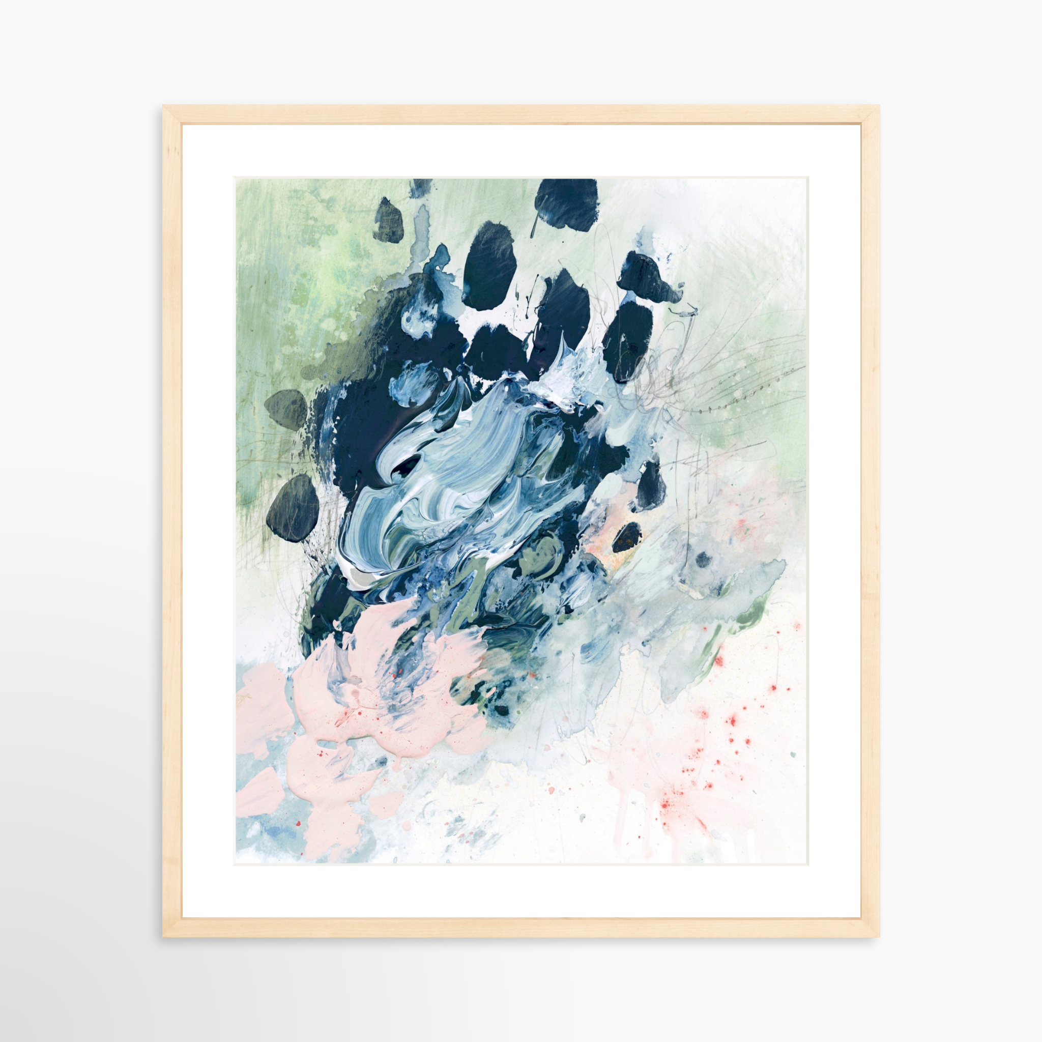 20x25 / Natural Frame + White Mat