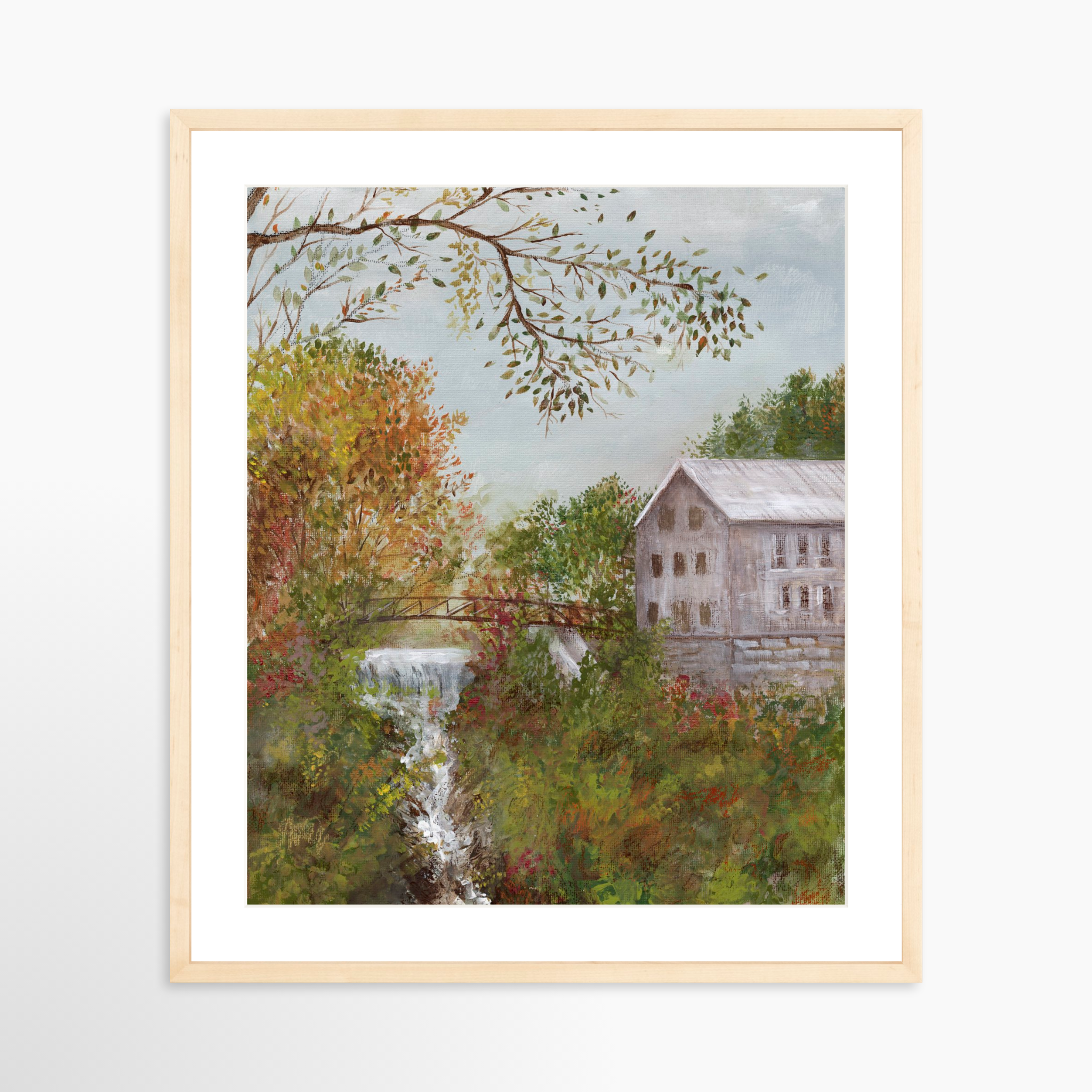 20x25 / Natural Frame + White Mat