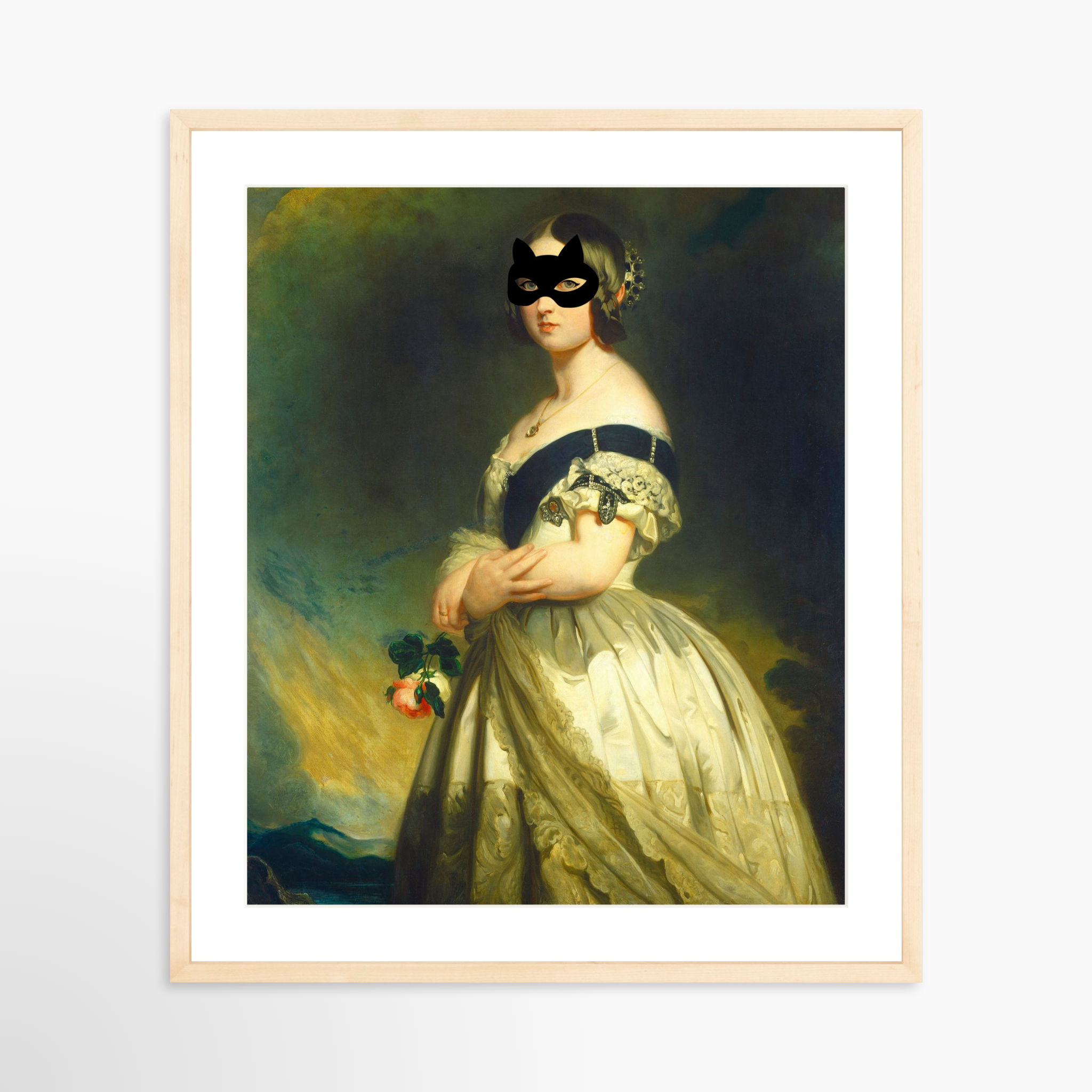 20x25 / Natural Frame + White Mat