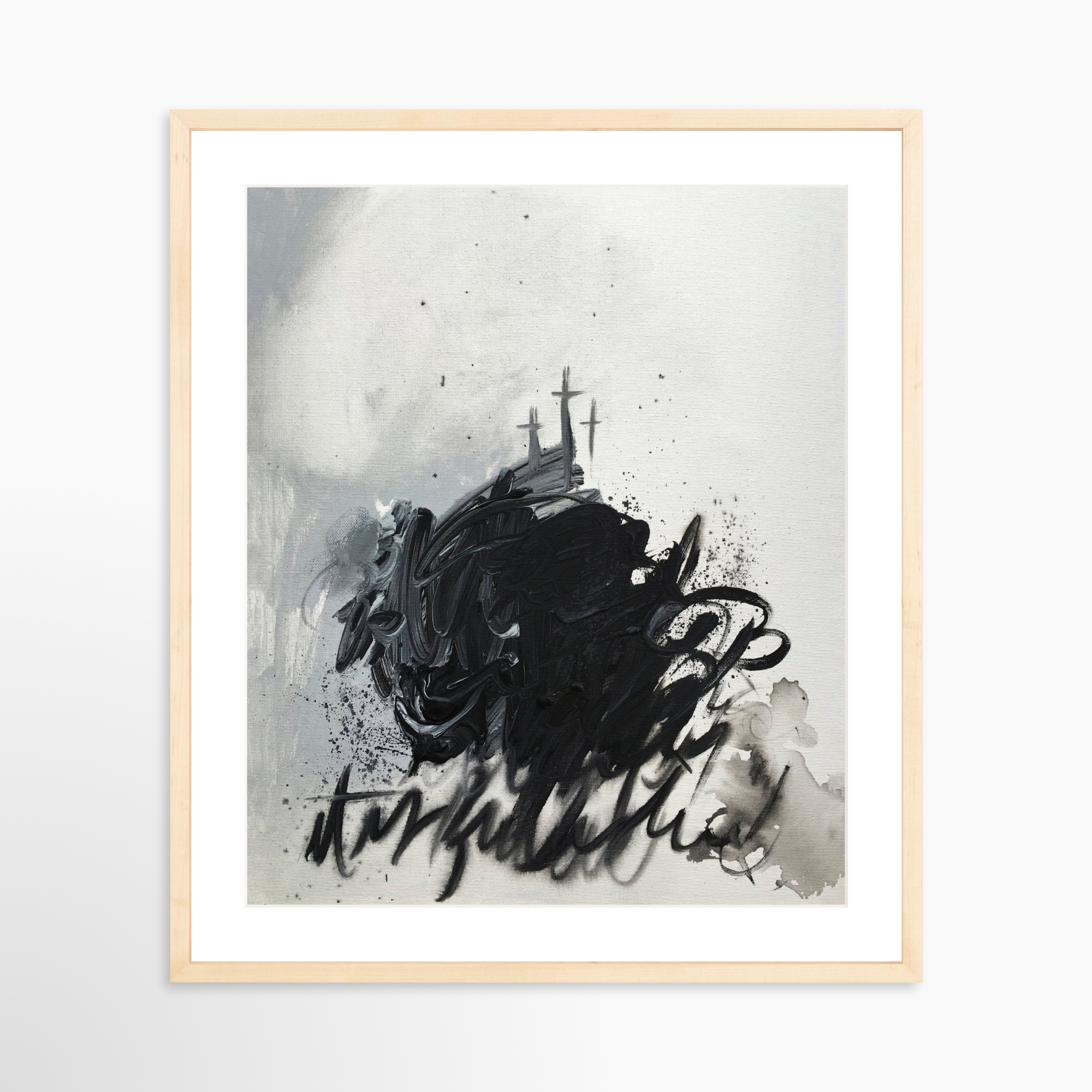 20x25 / Natural Frame + White Mat