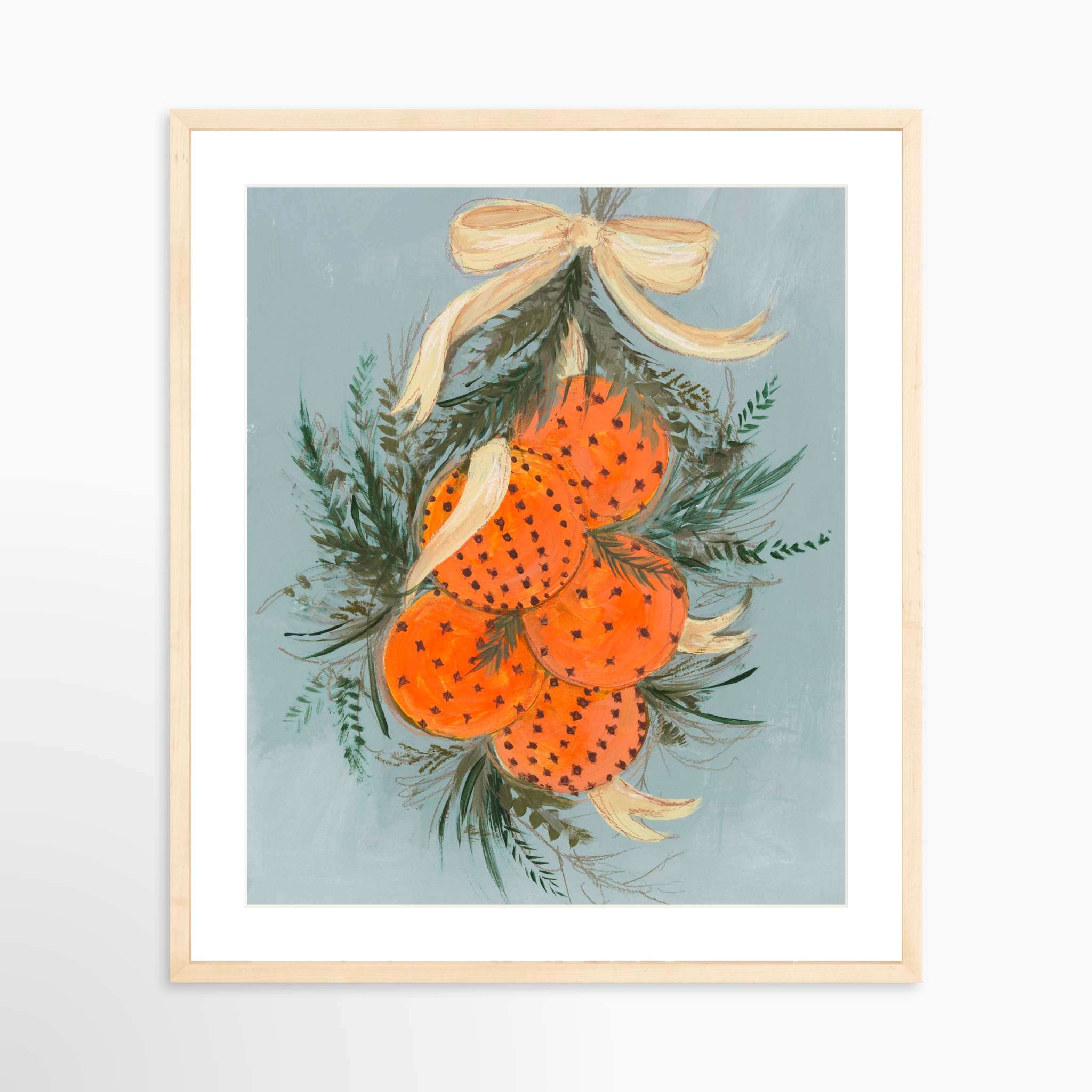 20x25 / Natural Frame + White Mat