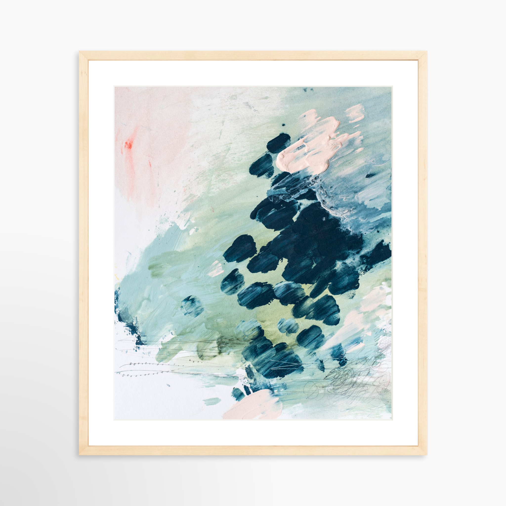 20x25 / Natural Frame + White Mat